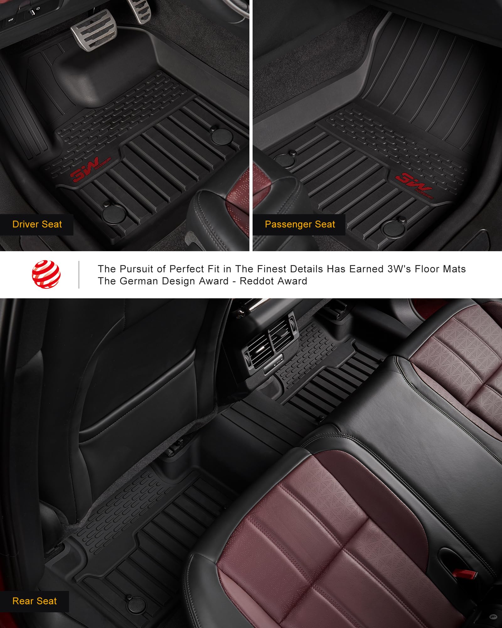 3W Floor Mats Fit For Land Rover/Range Rover Evoque 2020-2024 2025, Tpe All Weather Custom Fit Floor Liner,1St & 2Nd Row Full Se