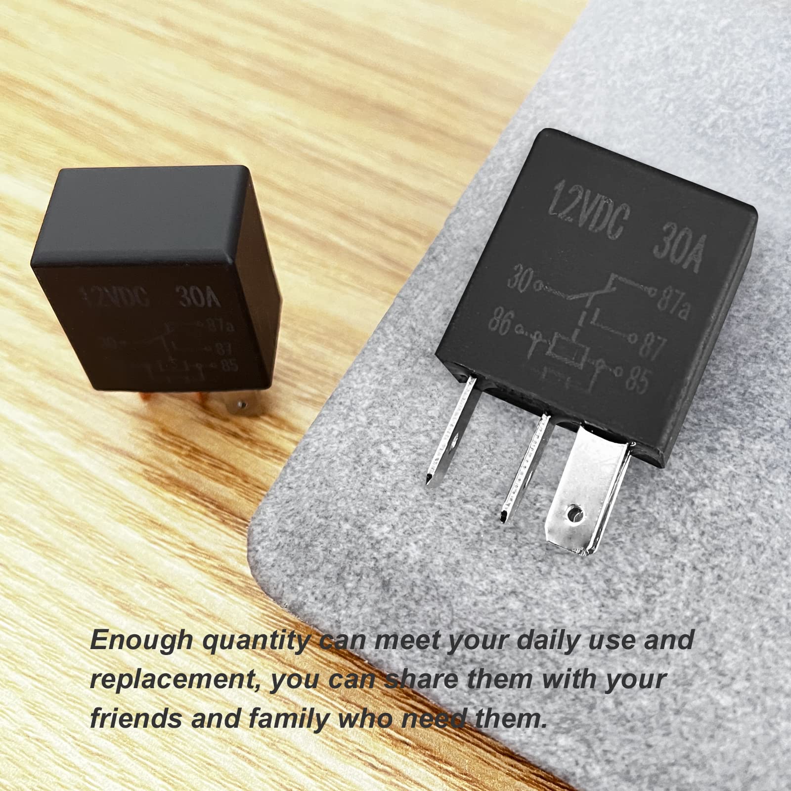 2Pcs 5 Pin 12V 30A Relay, Multi Purpose Automotive Relay Black Starter Relay, Car Starter Switch Relays, High Performance Starte