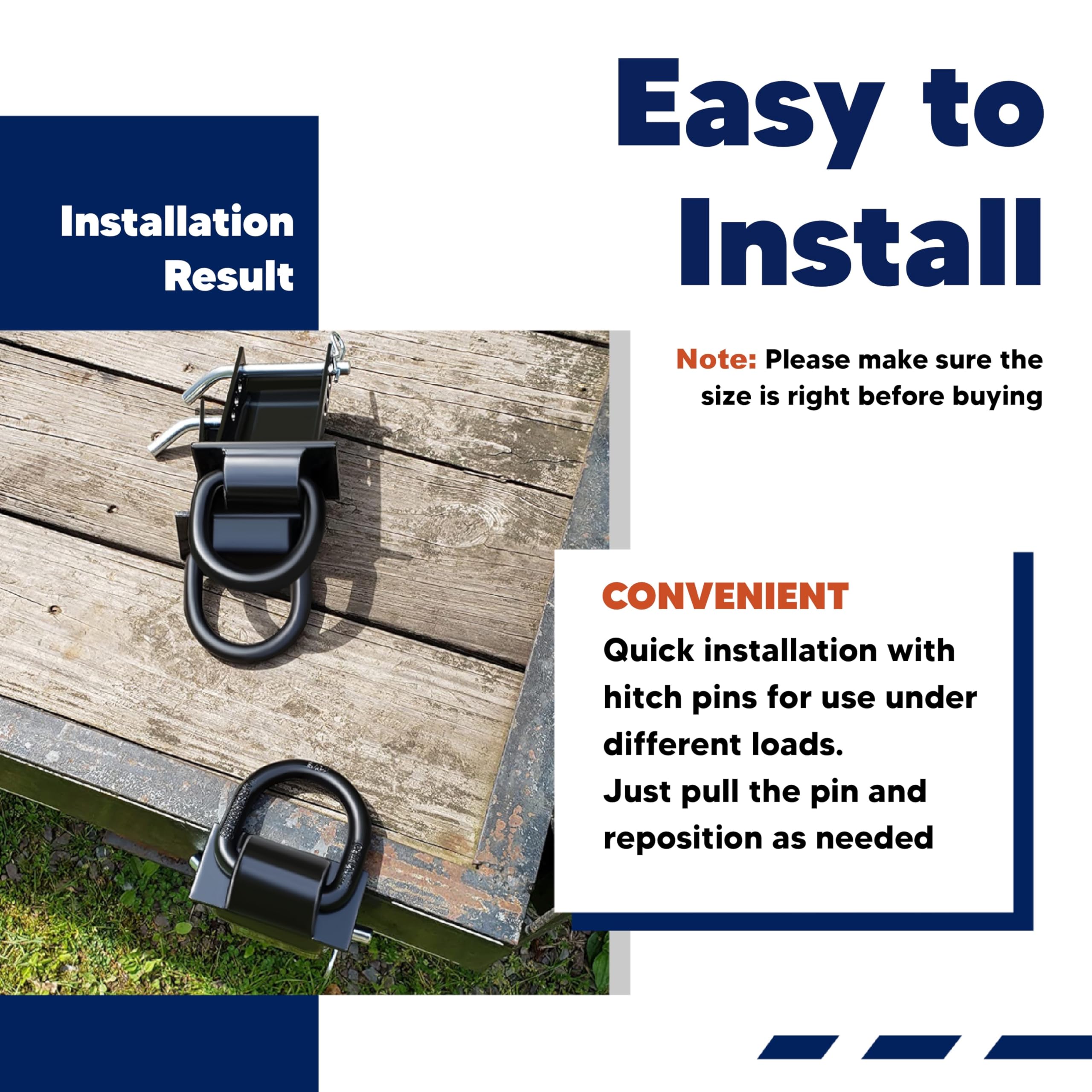 Vonlx Stake Pocket D Rings 4Pcs Upgrade 18000Lbs Heavy Duty D-Ring Tie Downs For Utility Trailers And Flatbed Trucks W/Hitch Pin