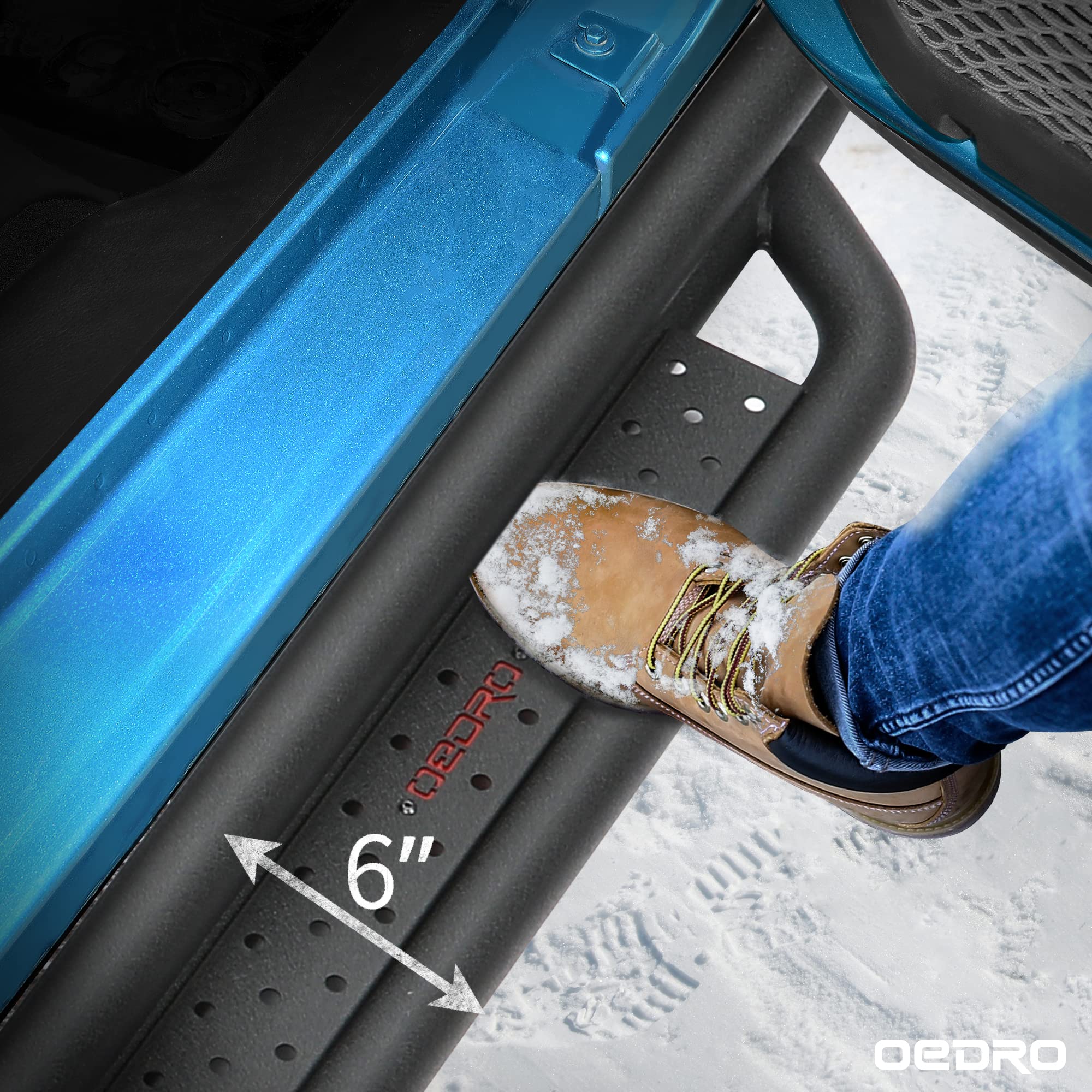 Oedro All-Steel Build Running Boards Compatible With 2018-2025 Jeep Wrangler Jl 4 Door, Bolt-On Side Steps With Leaf Shaped Desi