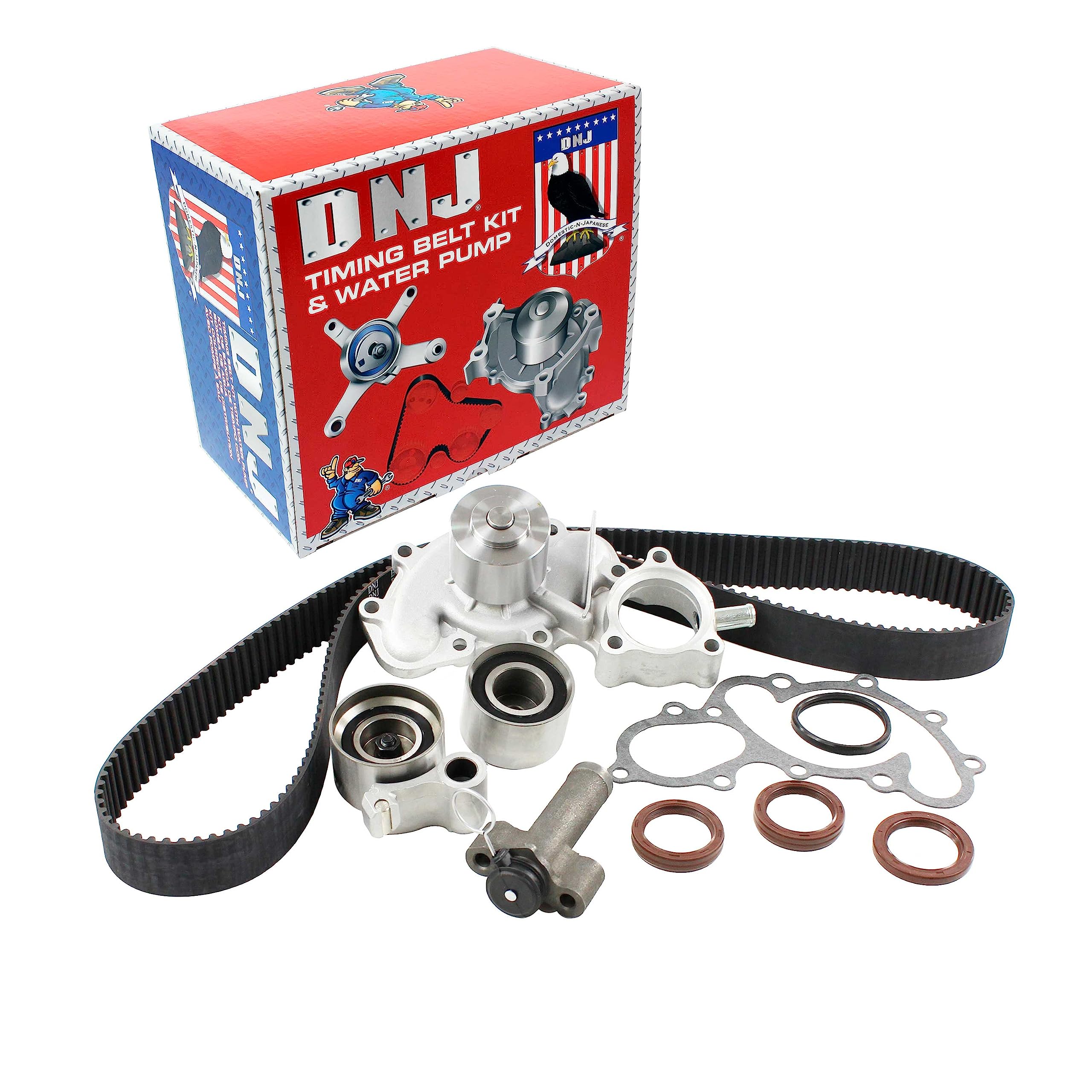 DNJ TBK965WP Timing Belt Kit with Water Pump for 1995-2004 / Toyota / 4Runner, T100, Tacoma, Tundra / 3.4L / DOHC / V6 / 24V / 3378cc / 5VZFE