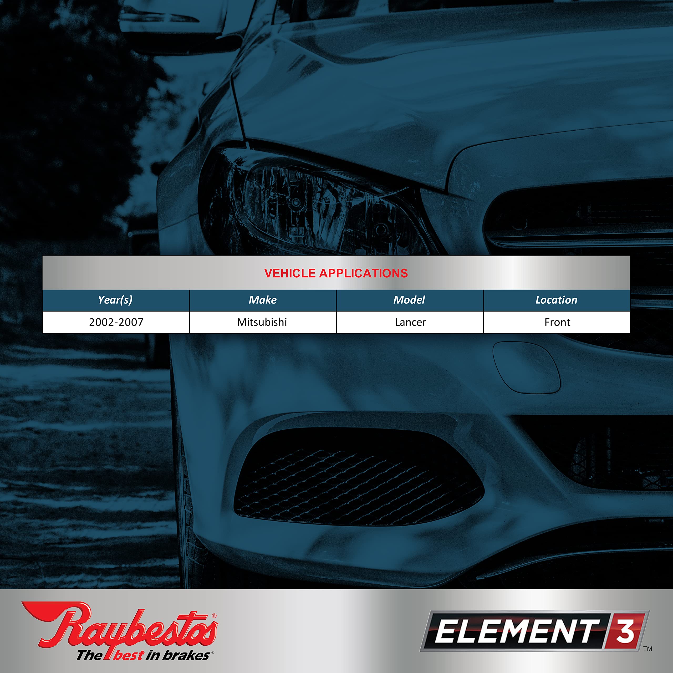 Raybestos Premium Raybestos Element3 Eht Replacement Front Brake Pad Set For Select 2002-2007 Mitsubishi Lancer
