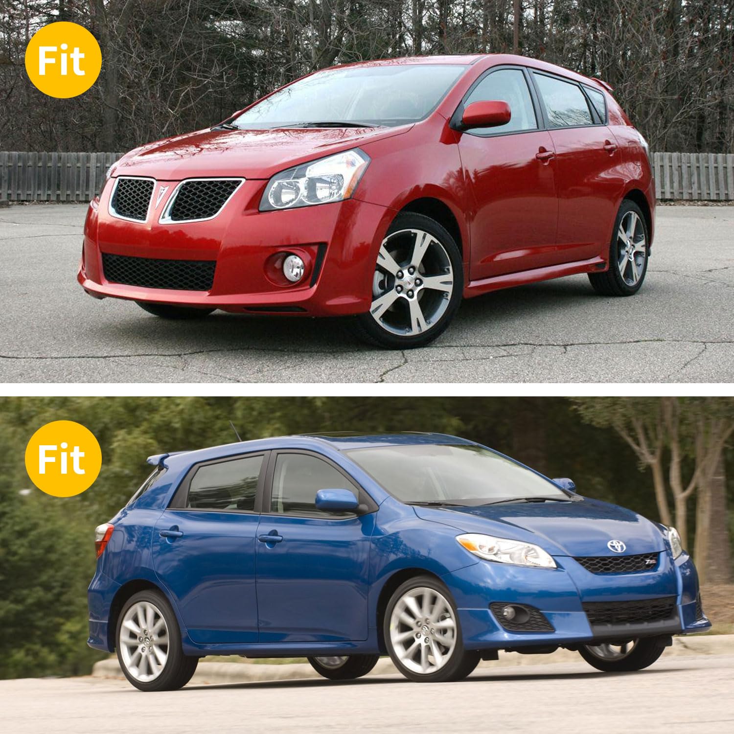 CMVT Auto Window Visor Rain Guards for 09-13 Toyota Matrix/09-10 Pontiac Vibe, Out-Channel, Dark Smoke, 4PCS