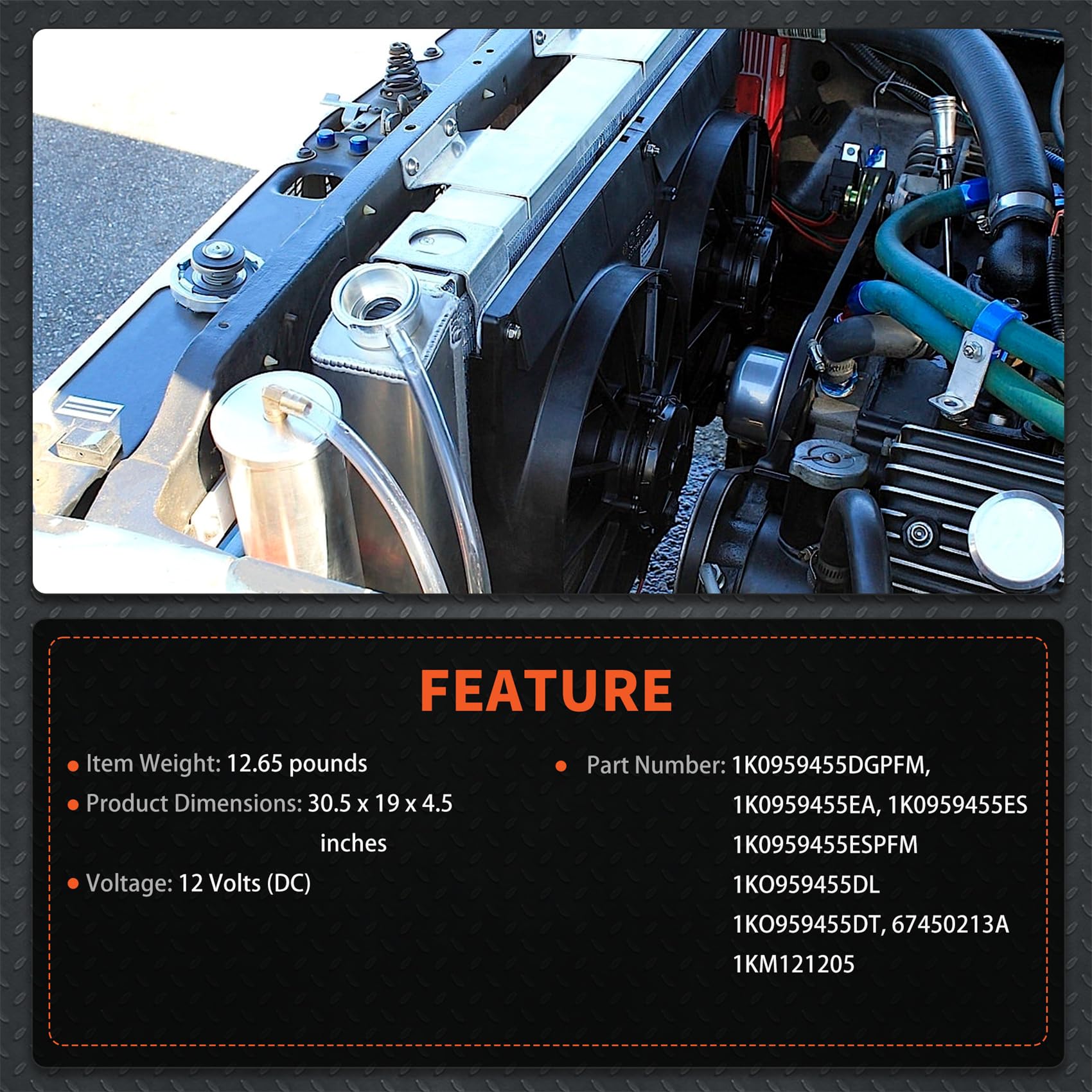 labwork Engine Radiator Cooling Fan Assembly VW3120100 Replacement for Jetta Passat Golf Low Noise