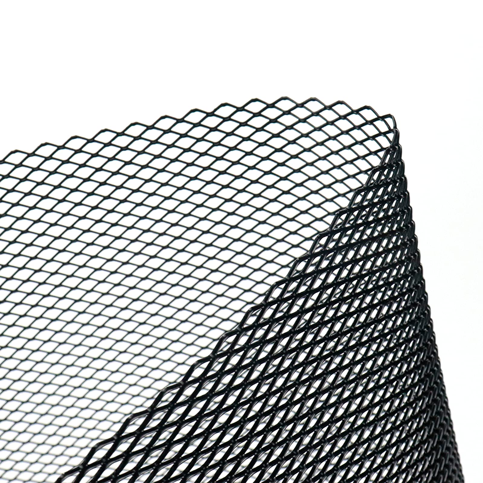 Modengzhe 40 X 13 Inch Car Grill Mesh Sheet, Black Painted Aluminum Alloy Multifunctional Grille Mesh Roll, 3 X 6 Mm Rhombic-Shape Grids