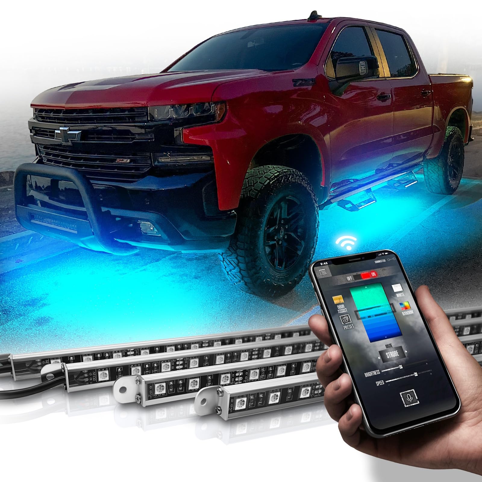 Opt7 Aura Pro Underglow Led Lights Kit For Truck With App & Remote Control, Rgb Multicolor Music Modes, Waterproof Rigid Aluminu