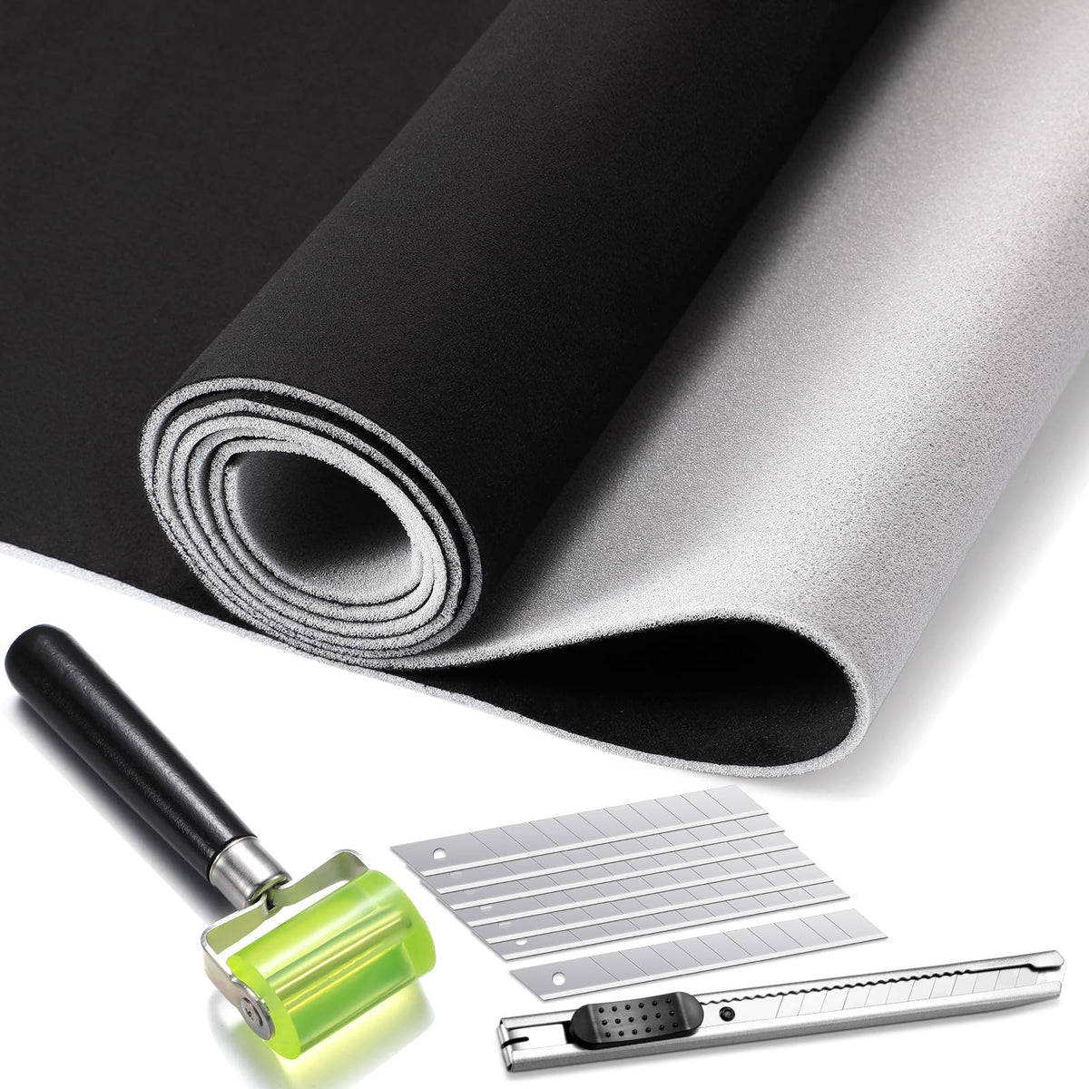 Pangda Suede Headliner Fabric 80 x 60'' with 1/9 Foam Backing Car Roof Headliner Fabric Suede Material Rubber Seam Roller Util