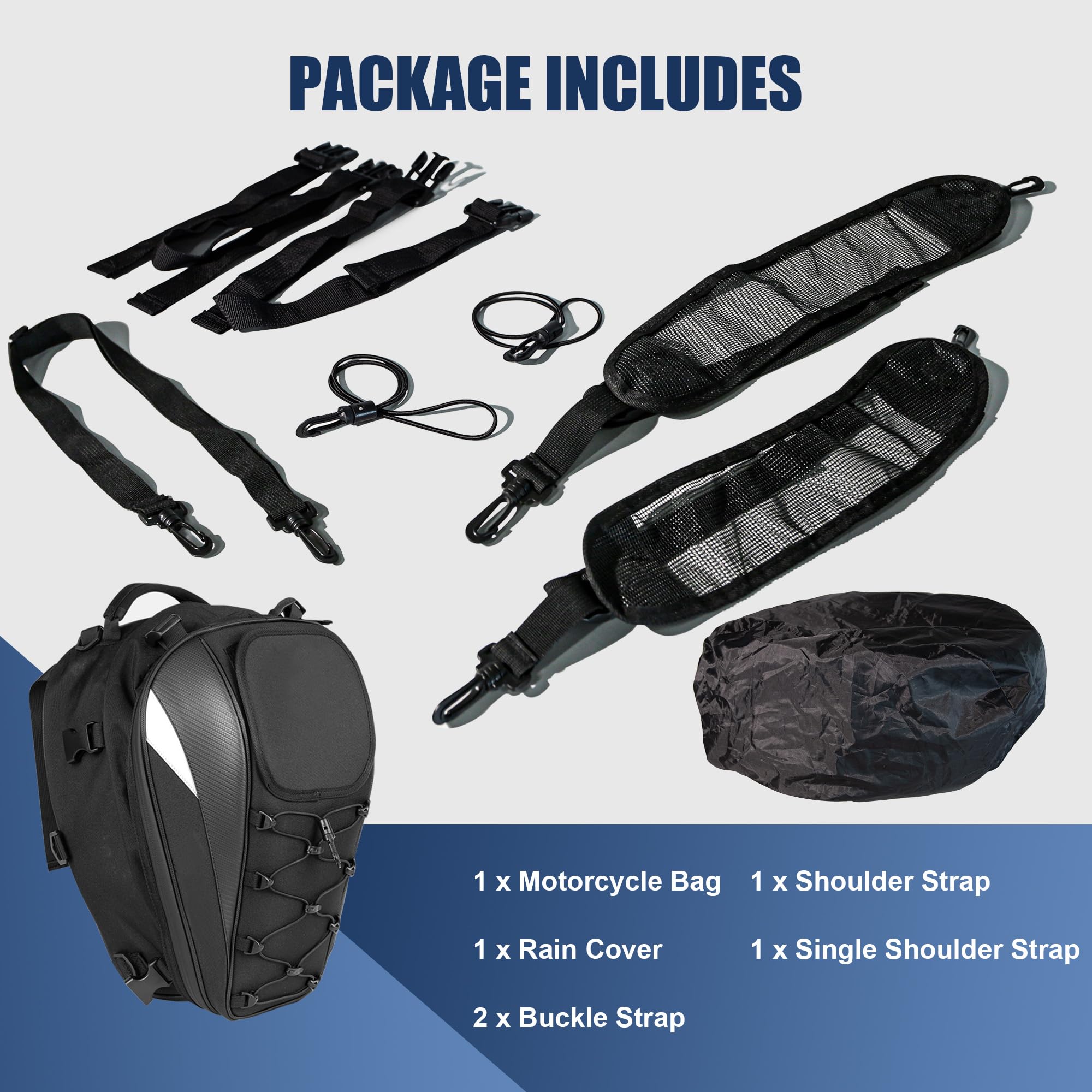 E-Riding Waterproof Motorcycle Tail Bag, 25L-38L Large Capacity Motorbike Helmet Bag, Motorcycle Backpack, Dual Use Luggages Bag