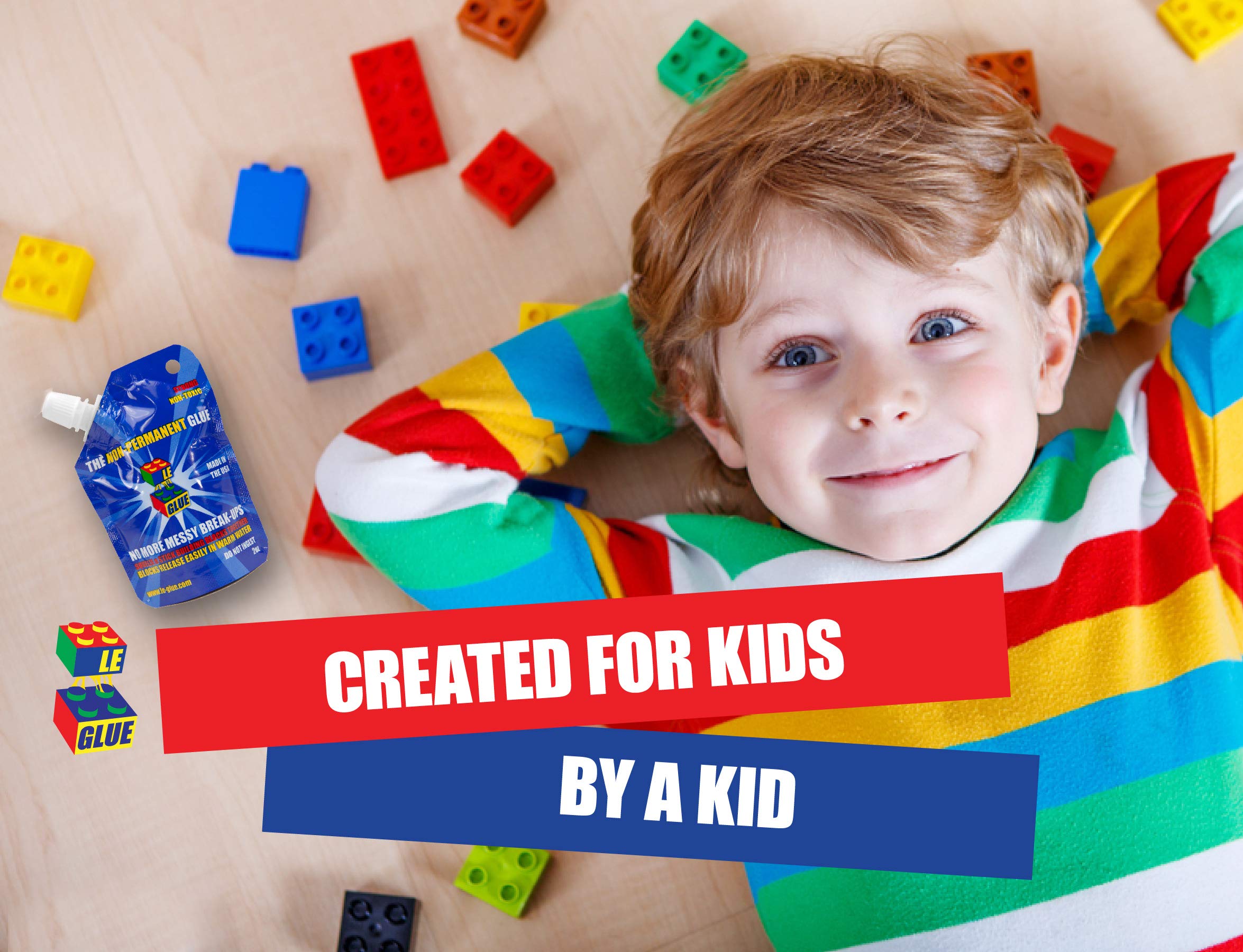 Le-Glue Temporary Adhesive - 3 Pack, Clear, Non-Toxic, Safe for Kids, Ideal for Plastic Building Blocks