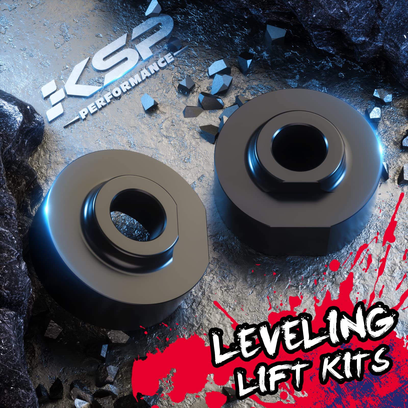 KSP 2'' Leveling Lift Kits Compatible with Ford, Front Strut Spring Spacers with 5/8'' Stud Extenders Work on 1981-1996 F150/198