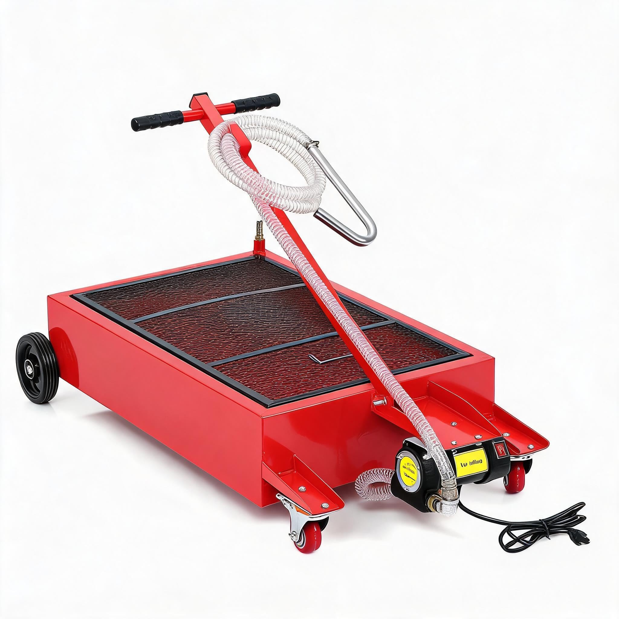 ElfinAura 20 Gal Electric Low Profile Oil Drain Pan,110V High-Flow Pump,8 ft Hose & Folding Handle&Rolling Cart, Heavy-Duty for 