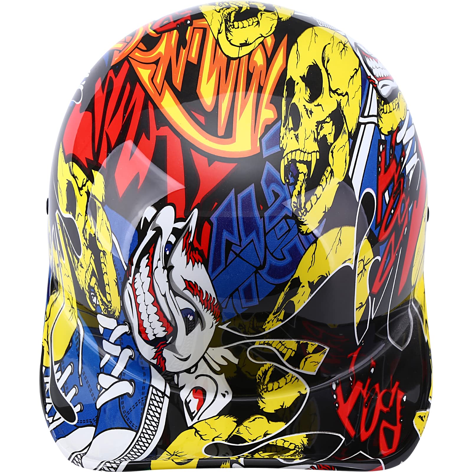 Yesmotor Baseball Motorcycle Helmet Half Cap for Bike Cruiser Chopper Moped Scooter- Dot Approved (Painting, XL)