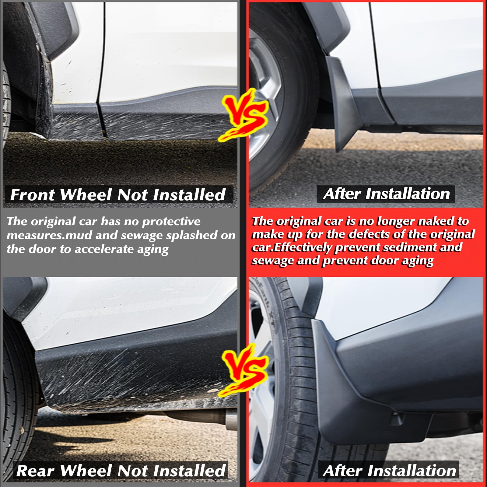 KEYOOG Front & Rear Mud Flaps Splash Guards Fit for 2008-2012 Ho-nda Accord 4-Door Sedan (Not Fits 2-Door Coupe Models), 4-Pc Se