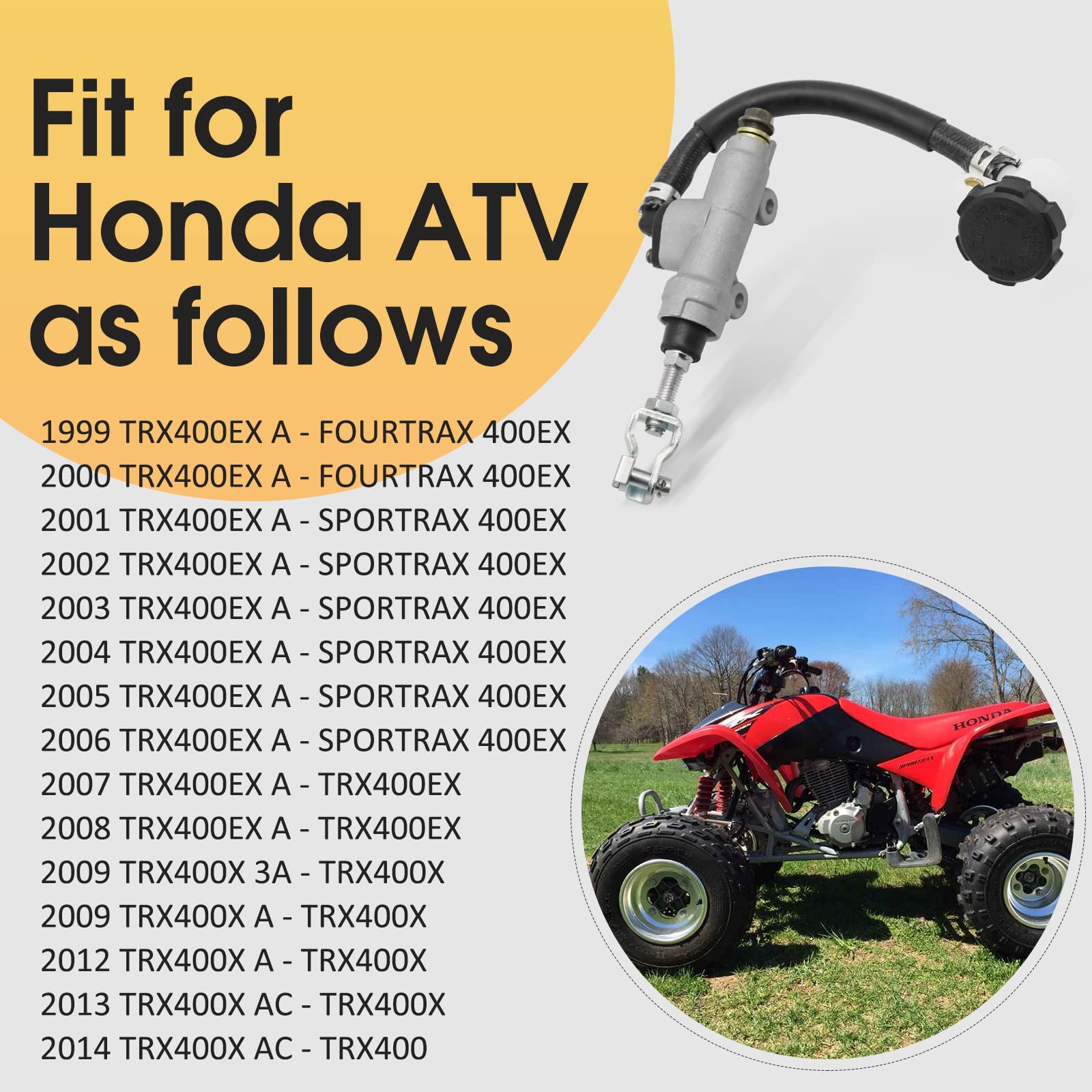 M Mati Rear Brake Master Cylinder Assembly For Honda Trx400Ex 1999-2008 Trx400X 2009-2014 Fourtrax Sportrax 43510-Hn1-016