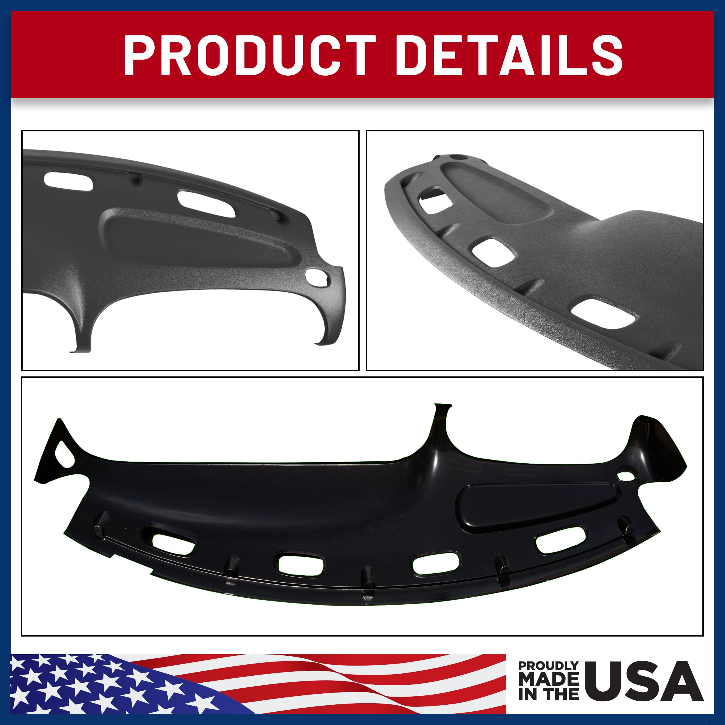 Dashskin Molded Dash Cover Cap Compatible With 1998 1999 2000 2001 Dodge Ram 1500 (98-02 Ram 2500 & 3500) In Universal Black - M
