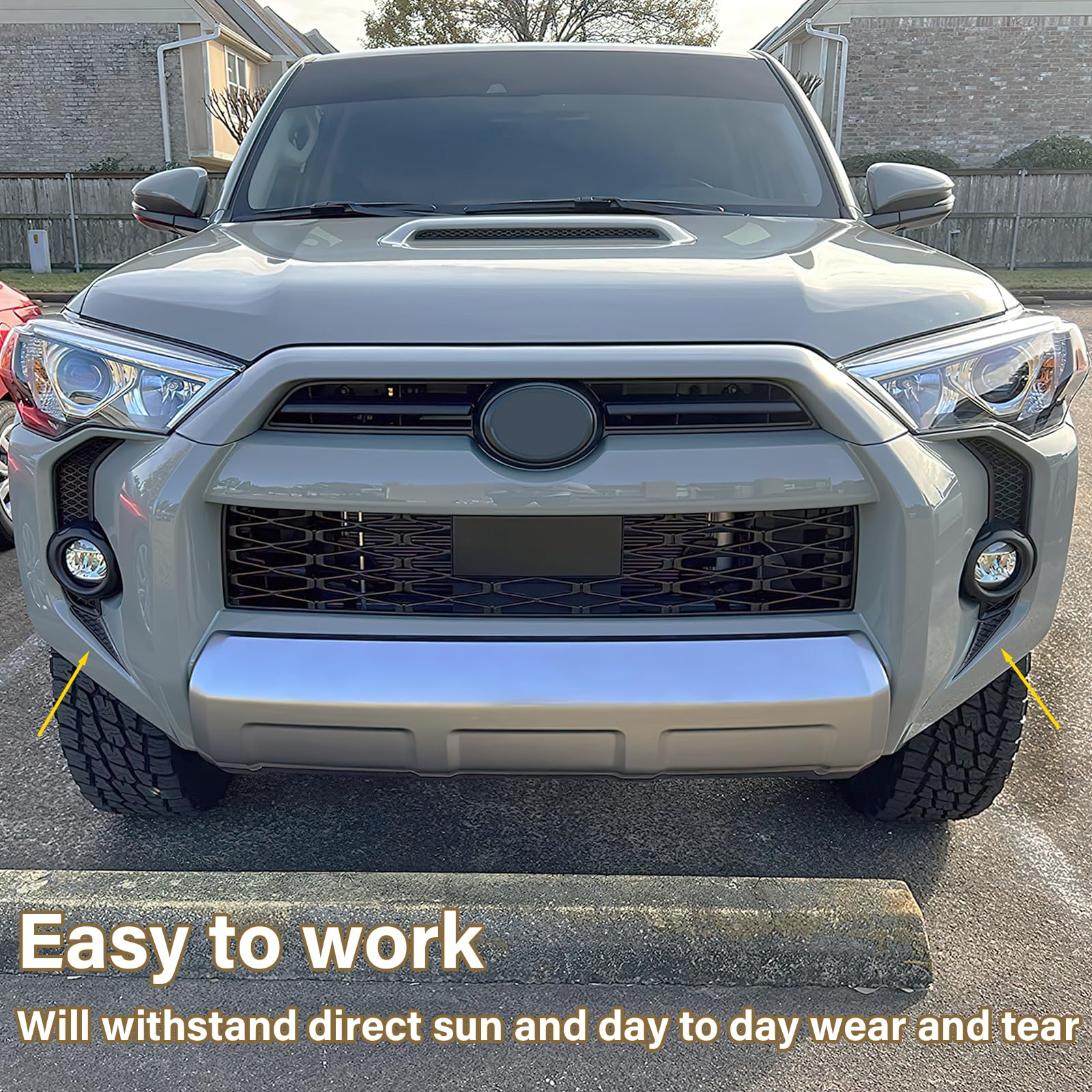 Front Fog Light Decals Compatible with 2014-2024 Toyota 4Runner Accessories Front Bumper Grill Trim ABS Plastic Material (Black)