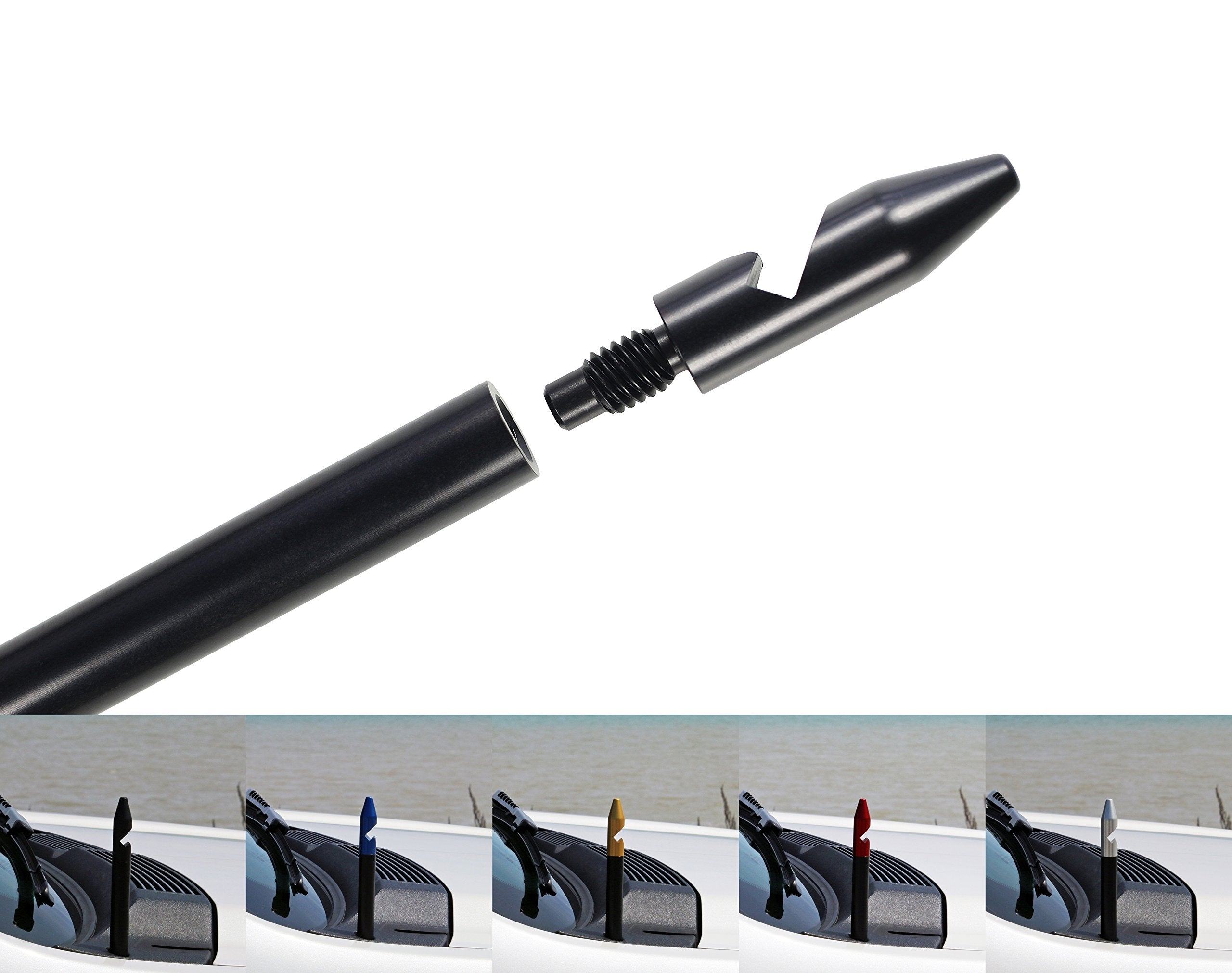 AntennaMastsRus - Made in USA - The Spike is Compatible with Toyota Tundra (2000-2020) - Black Ammo Antenna with Removable Bottl