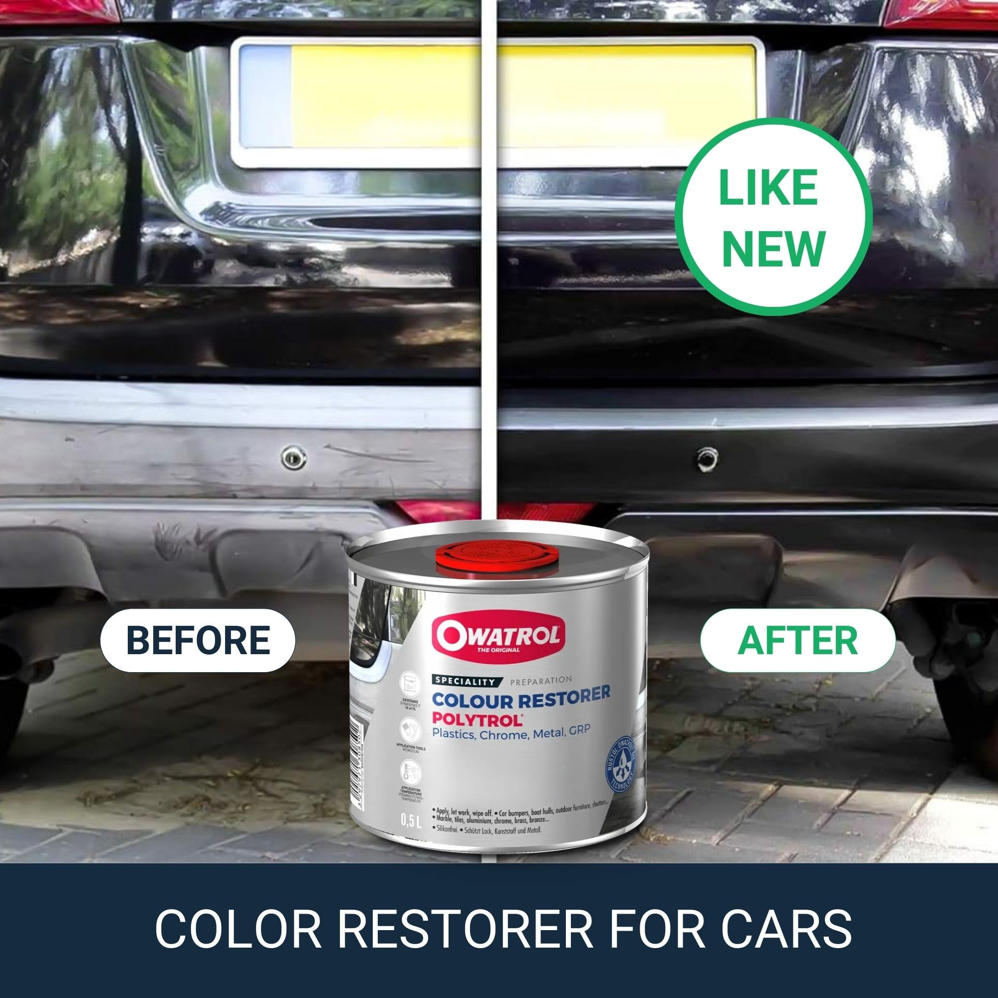 OWATROL Color Restorer for Cars, 0.54 US Quart - Transparent Penetrating Oil for Bumpers, Chrome & Plastic Restoration
