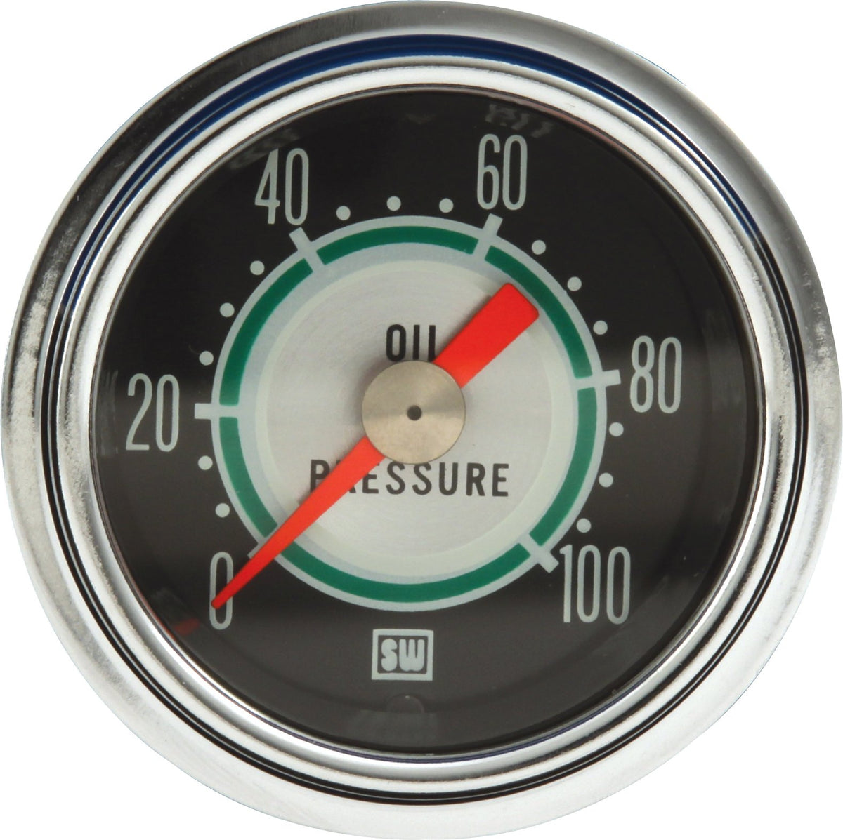 Stewart Warner 360Dp Green Line 2-1/16 Oil Pressure Mechanical Gauge