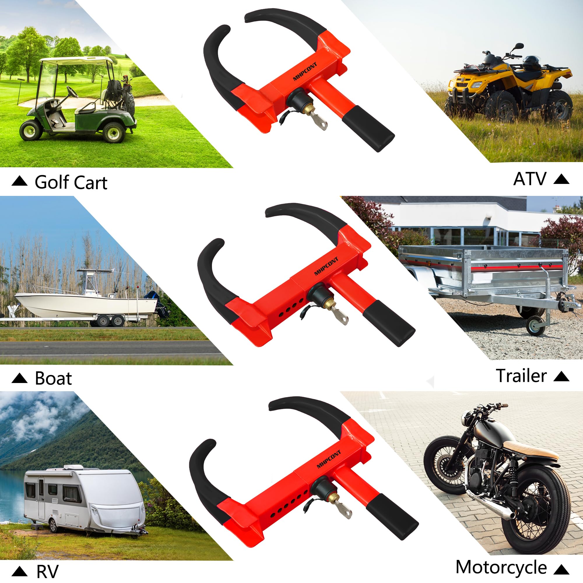 Wheel Lock Universal Trailer Wheel Lock Adjustable Security Tire Boot Lock Anti Theft For Atv Rv Suv Car Golf Cart Boats Motorcy