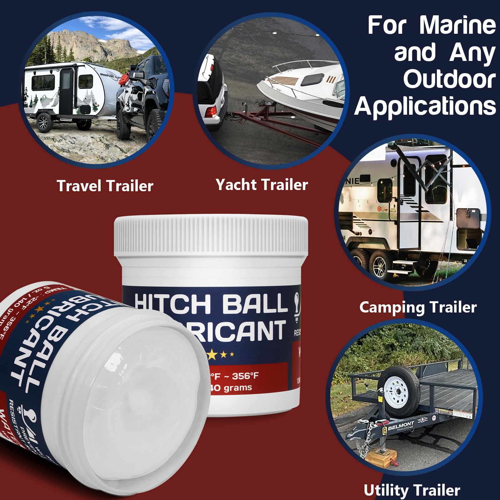 BTAS Trailer Hitch Ball Lubricant Waterproof Grease with PTFE 5oz,Reduces Friction & Wear & Noise on Tow Hitch Mount Balls,King