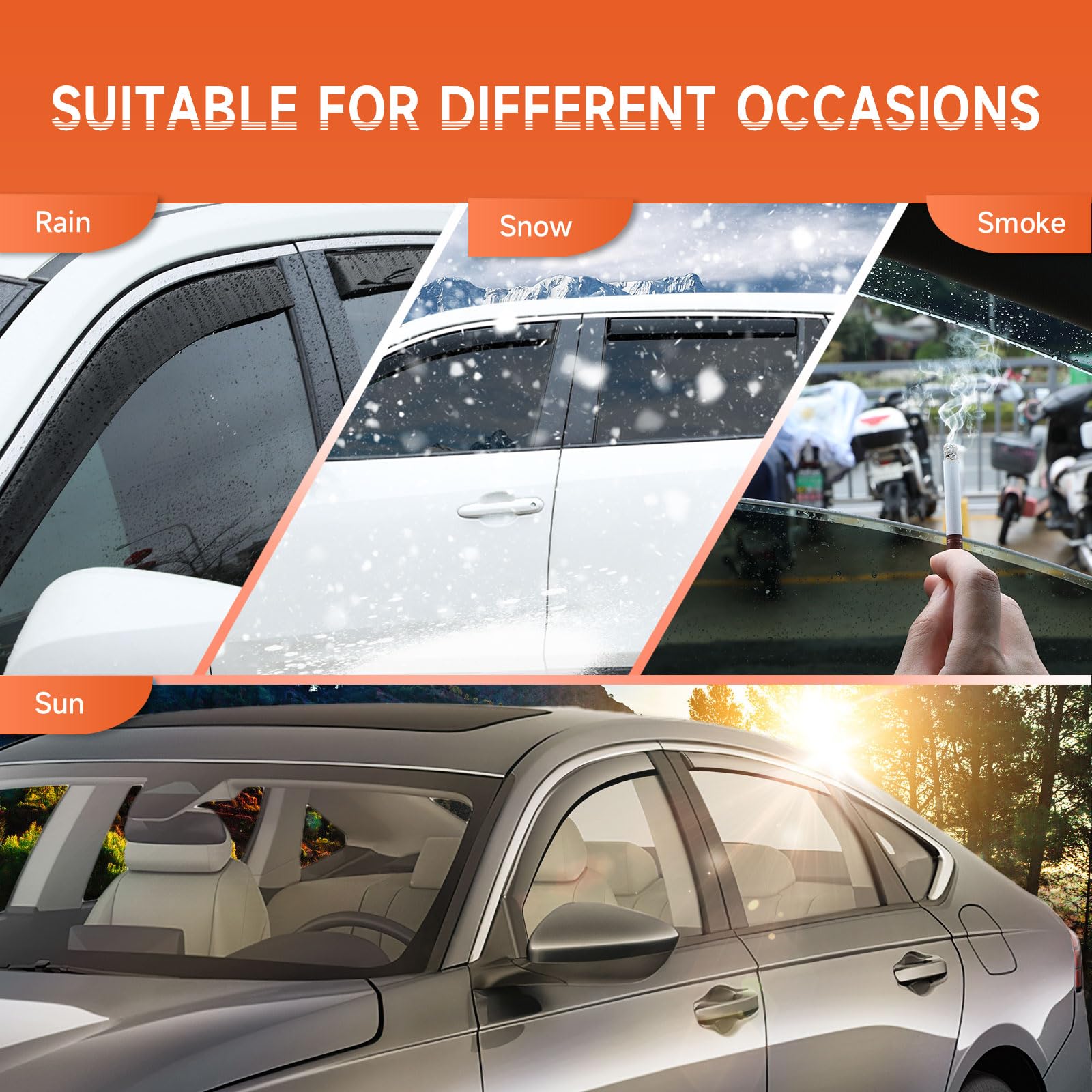 Aclong In-Channel Rain Guards Compatible With Honda Accord 2018 2019 2020 2021 2022 2023, Black Window Deflectors Window Visor S