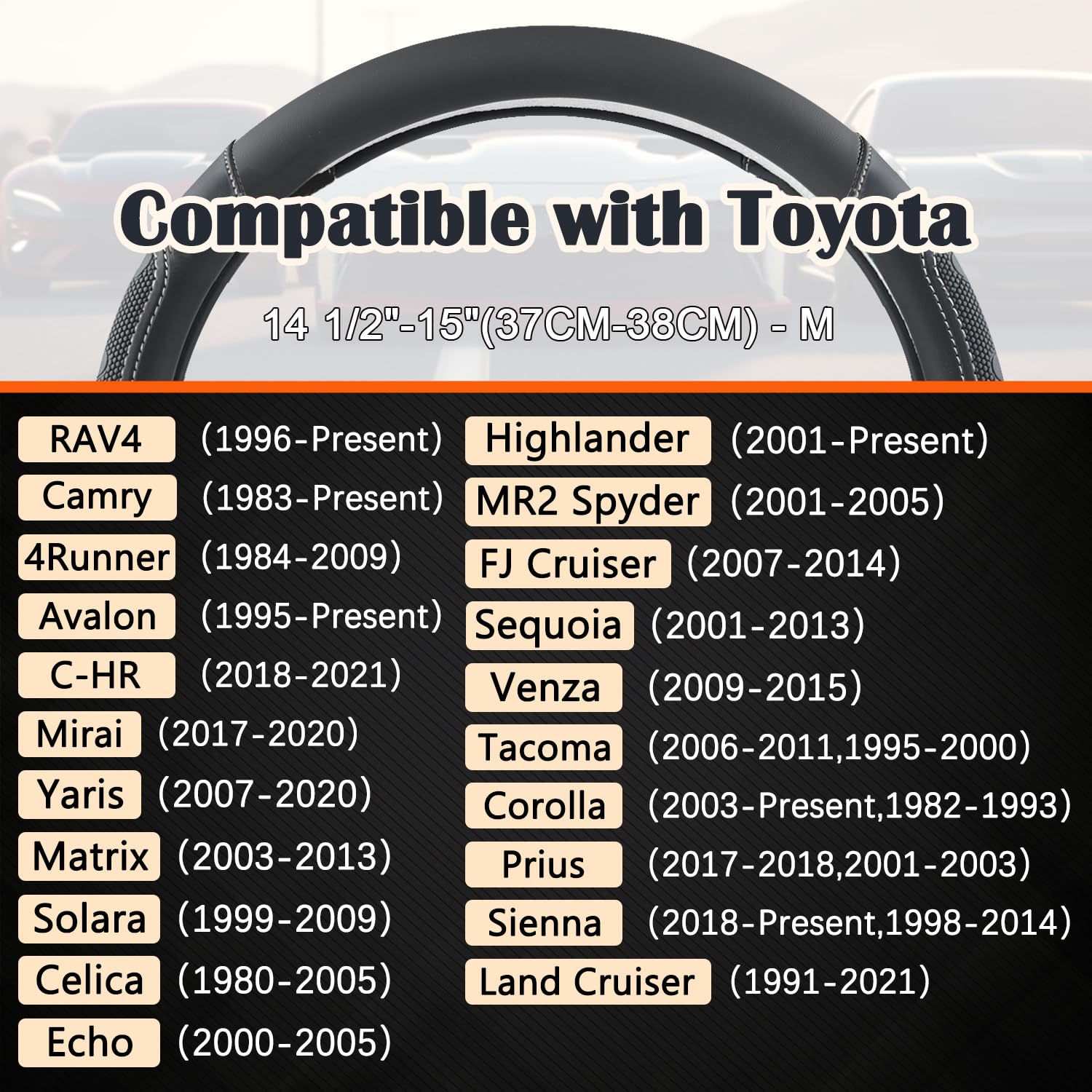 Giant Panda Car Steering Wheel Cover For Toyota Rav4,Camry,Highlander,Corolla,Prius,Tacoma,Standard Size - Black+Gray Line