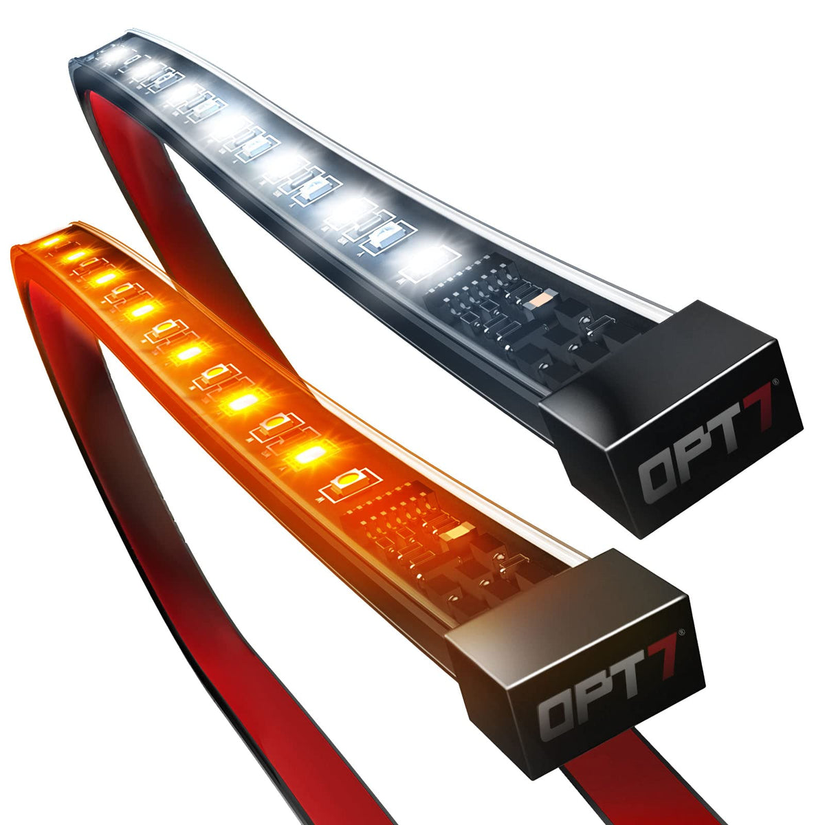 Opt7 2Pc 48 Sidekick Running Board Led Strips W/Sequential Amber Turn Signal, Drl, And White Courtesy Light