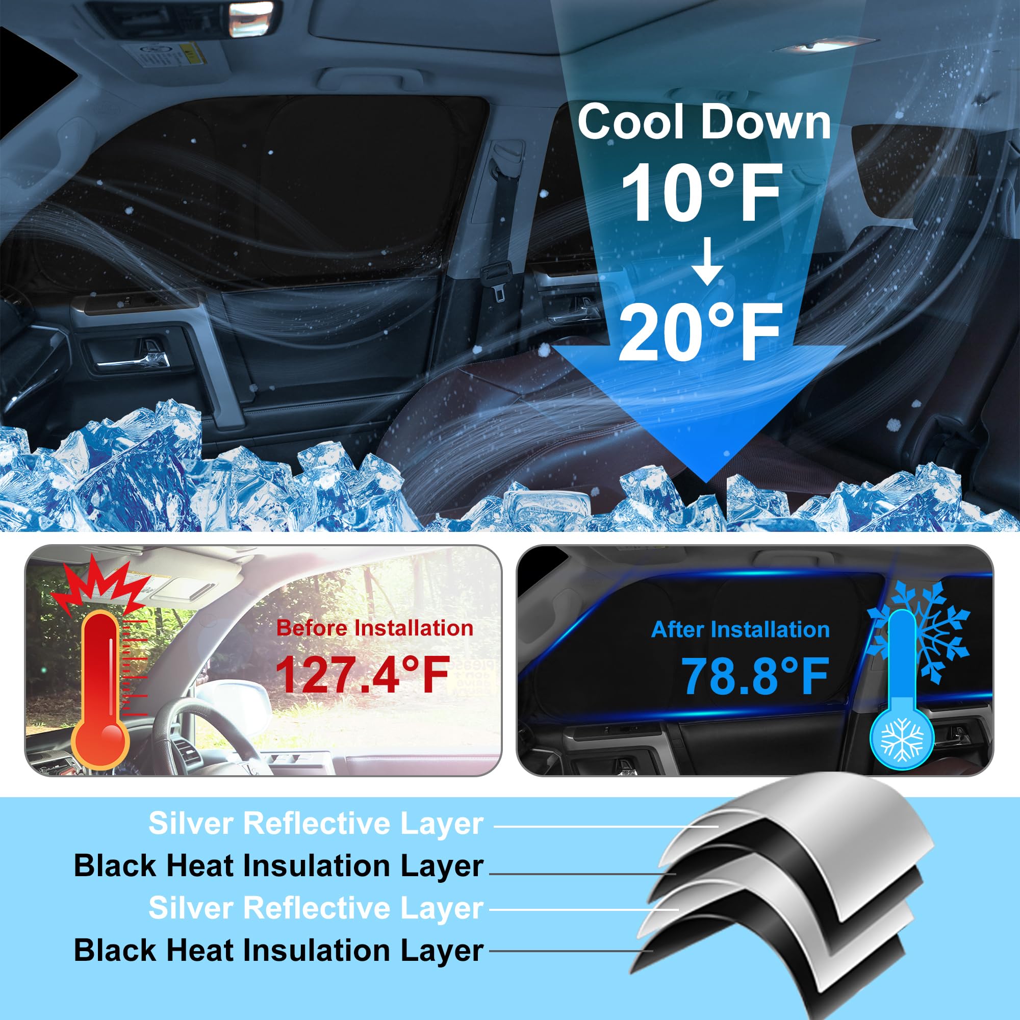 Tinglu 8Pcs Window Shades For Volkswagen Vw Tiguan 2018-2023 Accessories Car Side Full Windows Rear Triangular Windshield Sun Sh