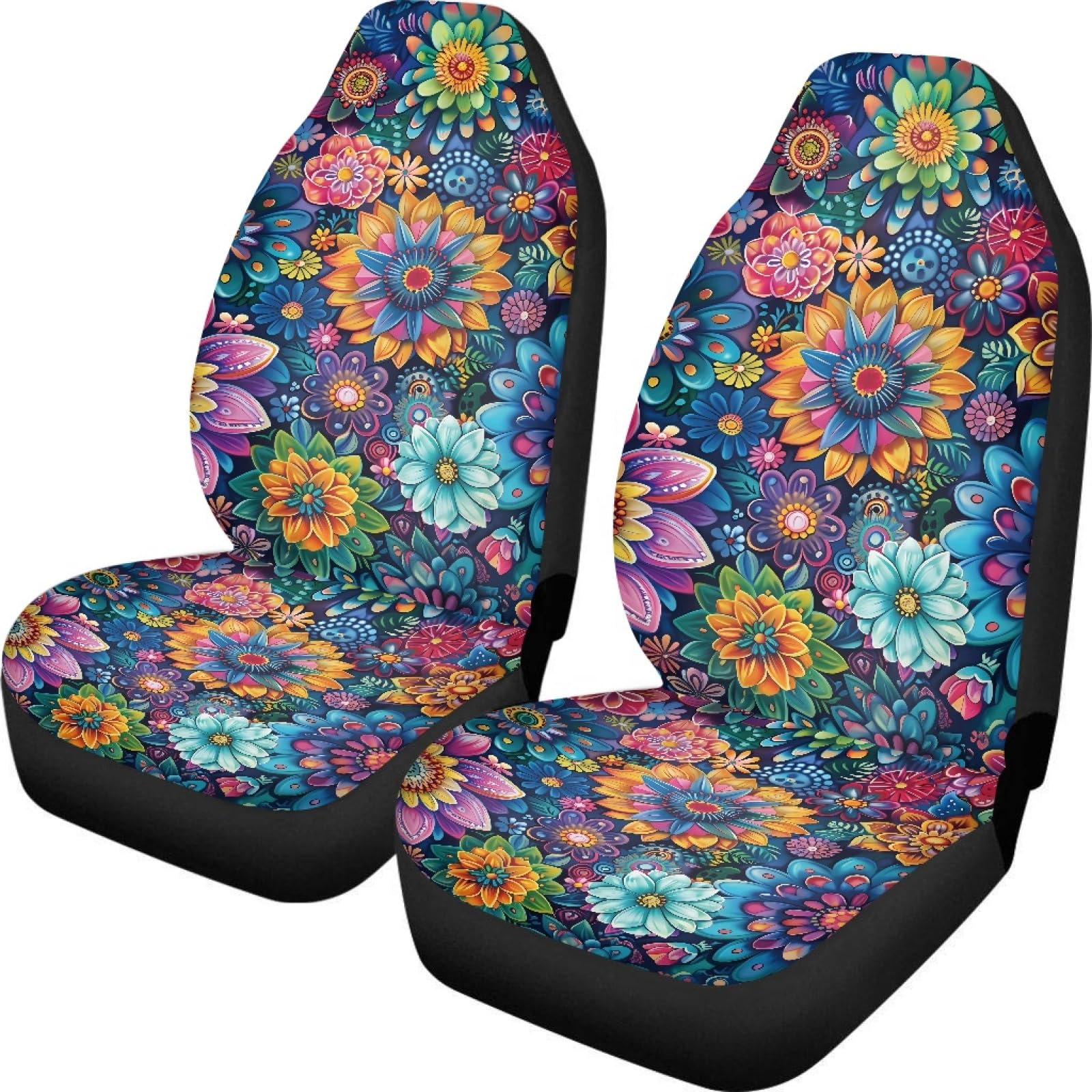 TOADDMOS Car Seat Covers Universal Fit Most Vehicles Boho Floral Blossoms 2 Packs Automotive Interior Accessories Fits Most Cars