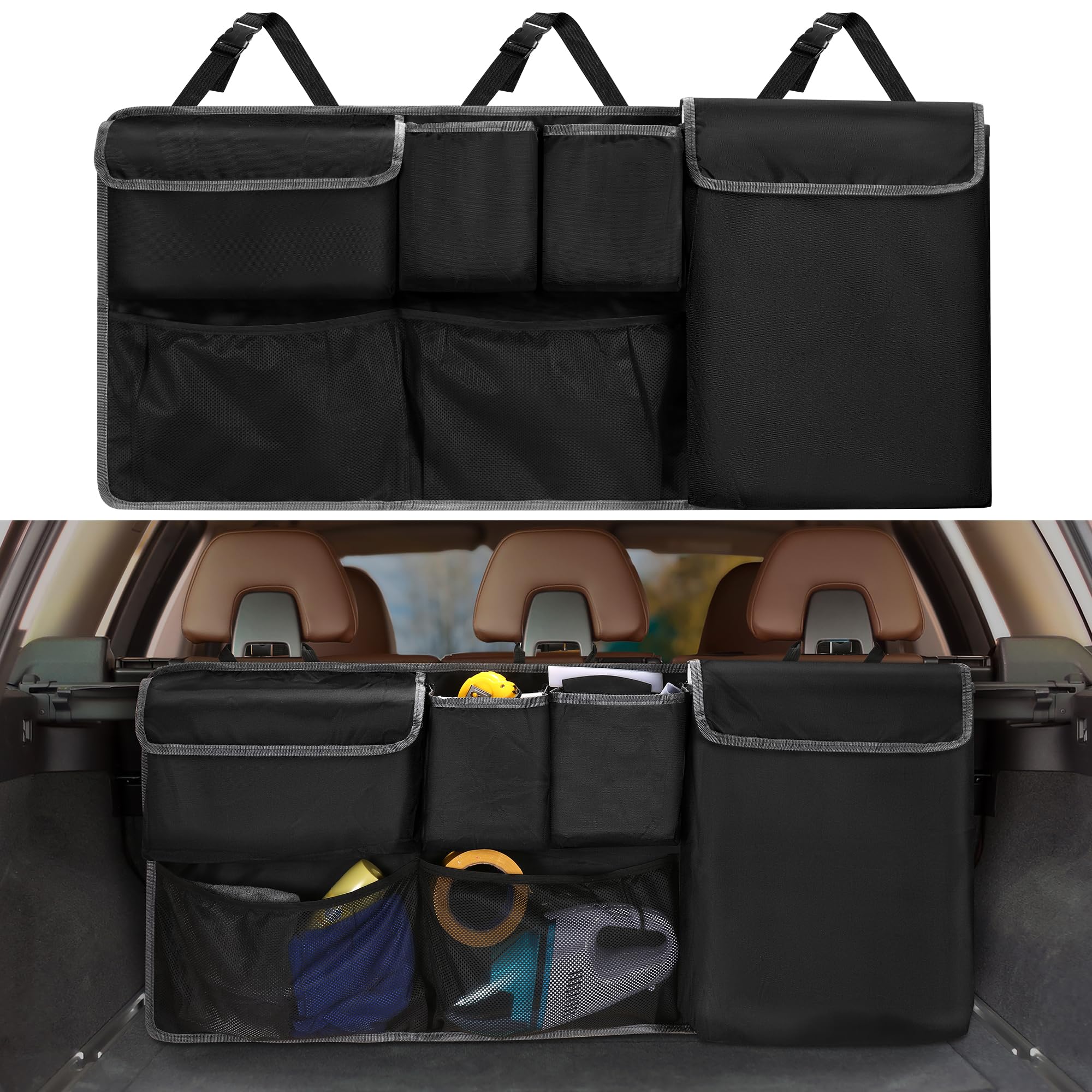 XHRING Car Trunk Organizer Storage Backseat Hanging Bag for Jeep Wrangler Grand Cherokee Renegade Cherokee Compass JL Wagoneer P
