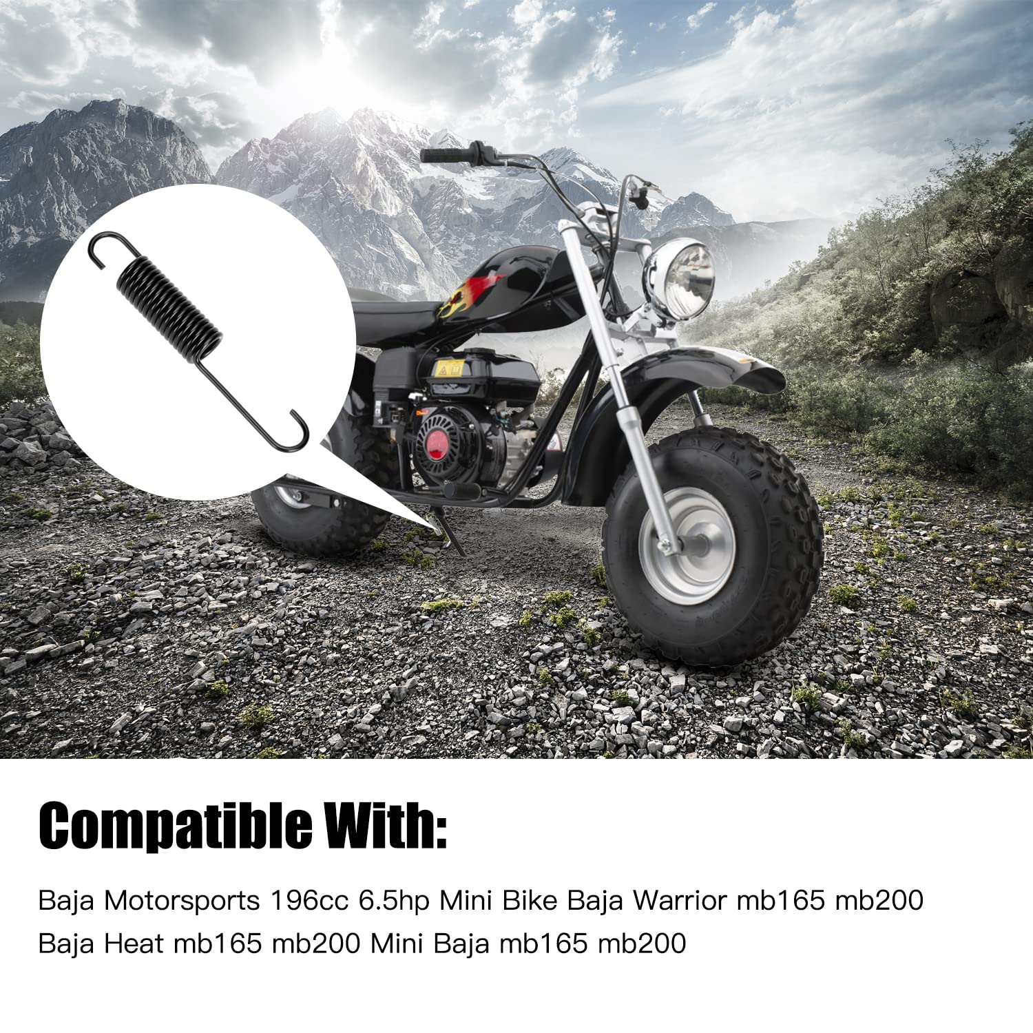 Yoxufa Mini Bike Kickstand Spring For Monster Moto Mm-B80 105 Baja Warrior Trailmaster Mb200 Doodle Bug Db30 Coleman Ct100U Motovox Mbx10 Mbx11 196Cc 212Cc 97Cc 100Cc 6.5Hp 3.0Hp Motorsports Parts