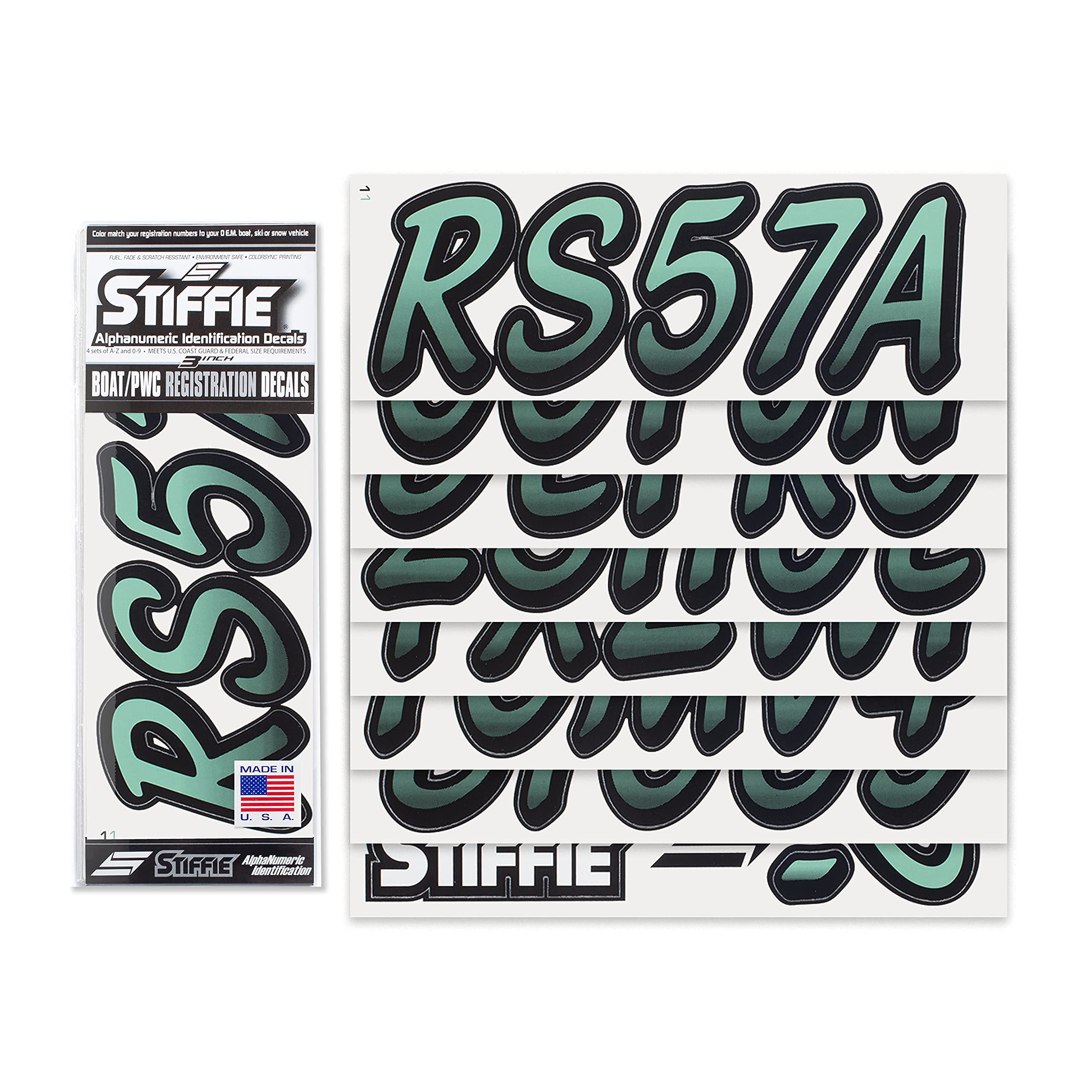 STIFFIE Whipline Cozumel/Black 3'' Boat & PWC Registration Decals  Numbers Letters Stickers