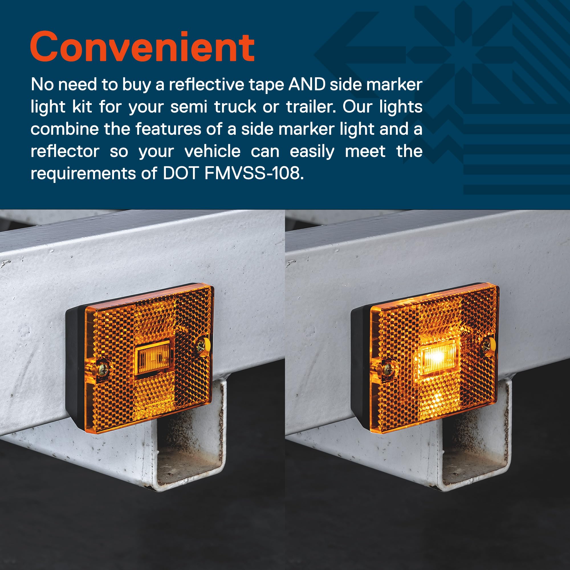 True Mods 4Pc 2X3 3X2 Inch Amber Led Stud-Mount Side Marker Light [Dot Fmvss-108] [Sae Ap2] [Ip67 Waterproof] [Integrated Reflec
