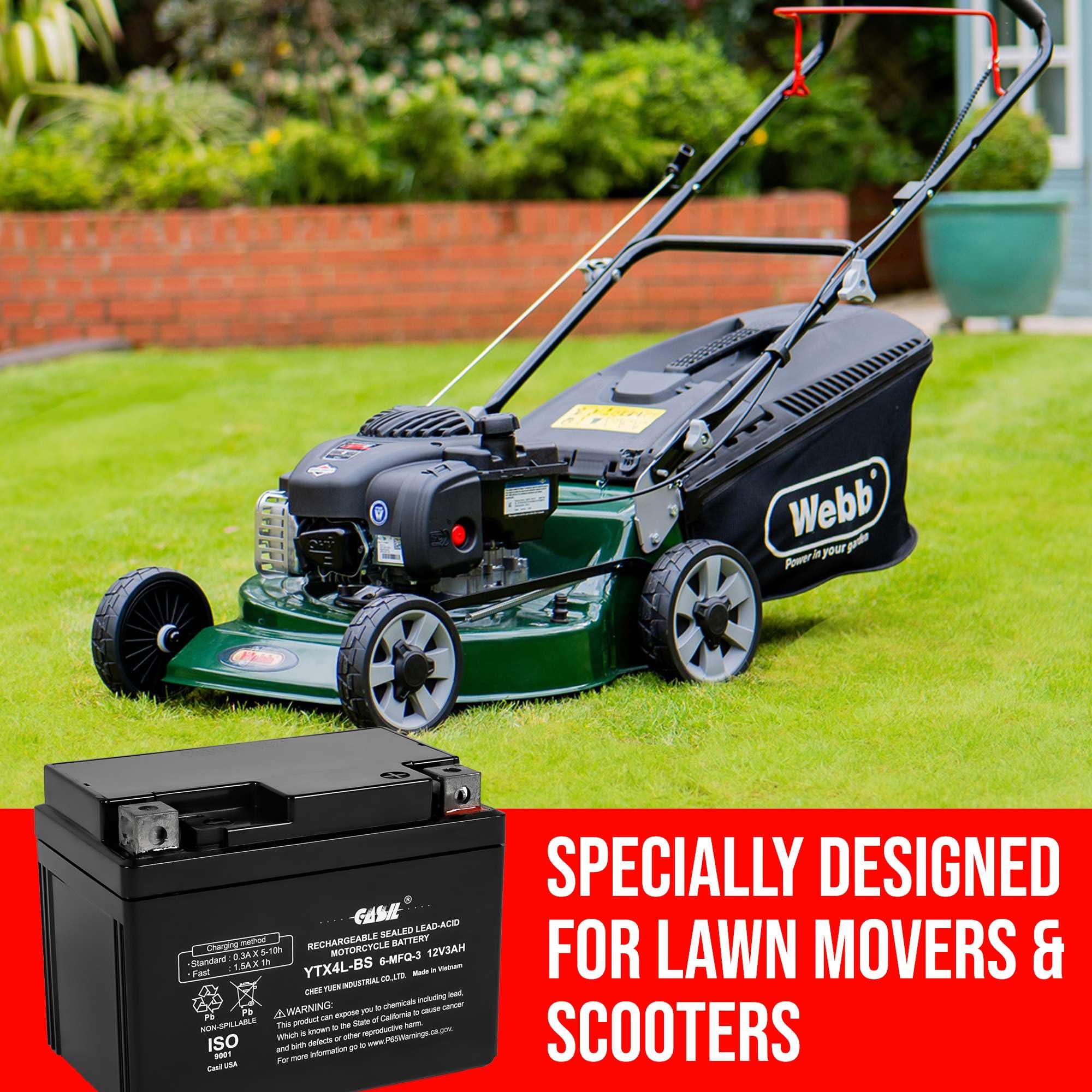 Ytx4L-Bs 12V 3Ah 50 Cca Power Sport Sla Battery - Casil Battery