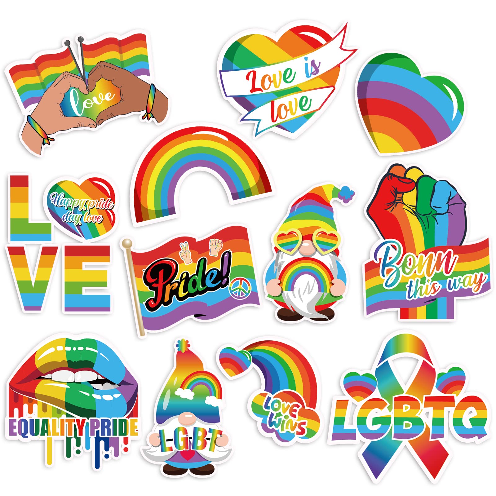 Fabbay 12 Pcs Rainbow Door Magnets Decorations LGBT Pride Door Decorations Gay Rainbows Car Magnet Heart Love Gnome Bumper Magne