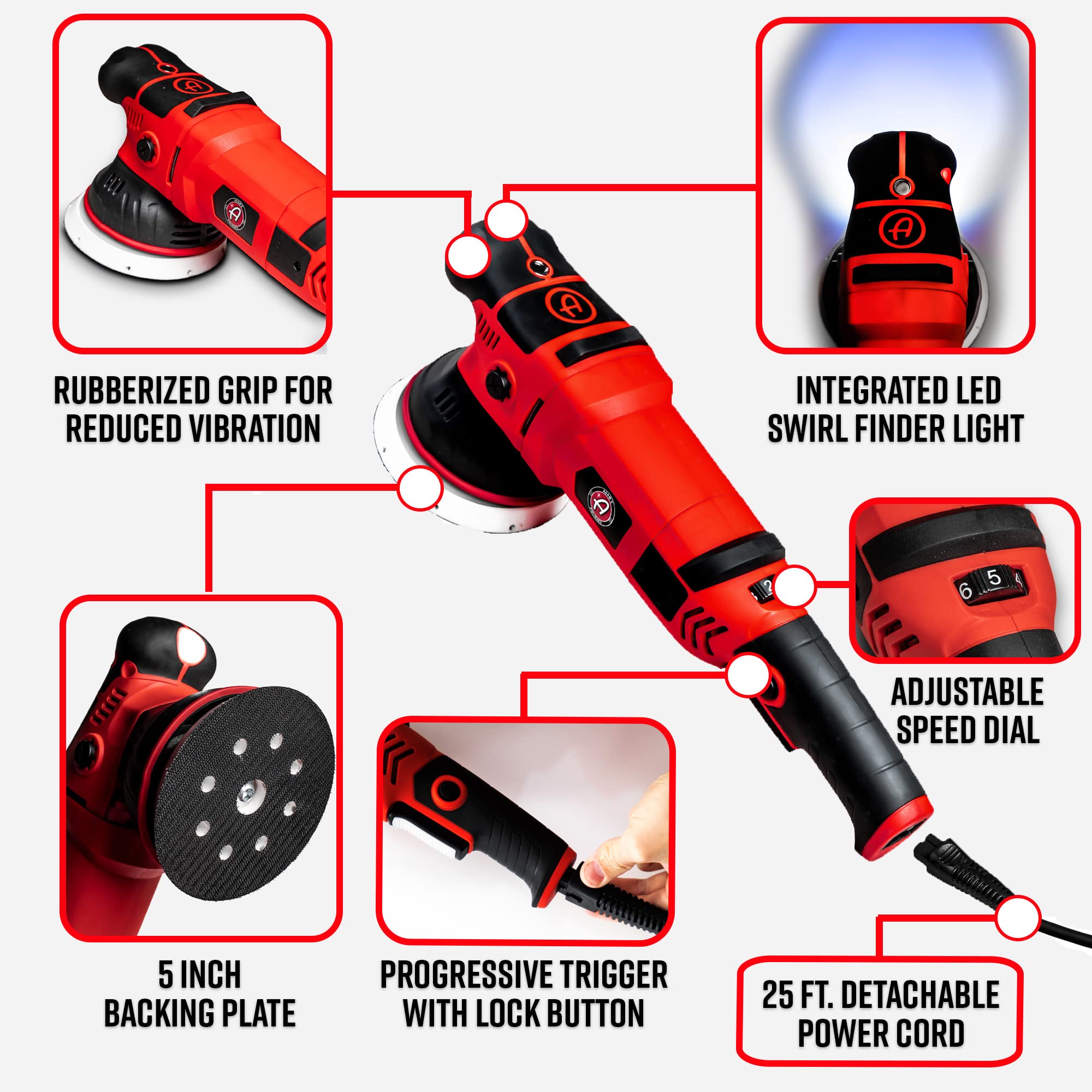 Adam'S Polishes Sk Pro 15Mm Car Polisher - Professional Buffer Polisher For Car Detailing | Use W/Car Polish, Polishing Compound, Or Car Scratch Remover | Car Wash Clay Bar Ceramic Coating