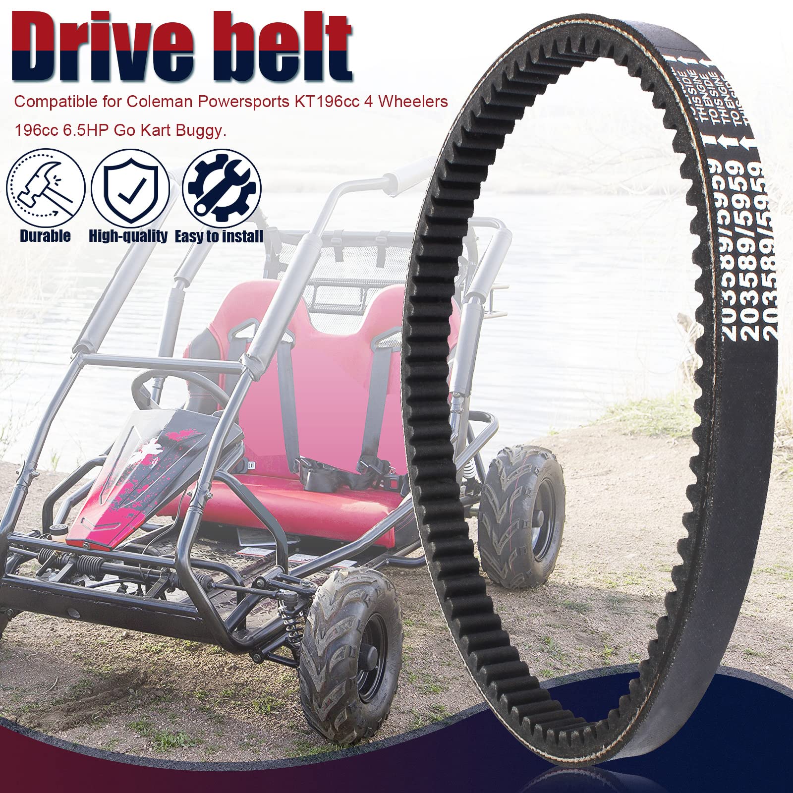 Liyyds 3 Pcs Drive Belt Compatible With Coleman Kt196 Go Kart Powersports Kt196Cc 4 Wheelers 196Cc 6.5Hp Gokart Buggy Mini Bike