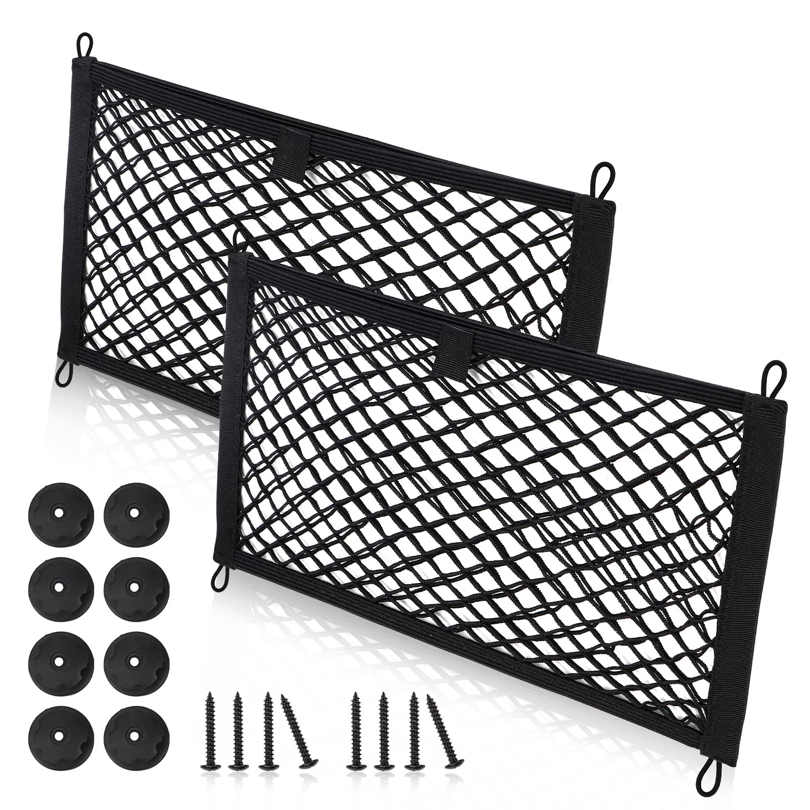 Universal Mesh Cargo Net For Car Trunk Storage,2 Pack Elastic Small Cargo Net Pocket Organizer Pouch Bag,Stretchable Automotive