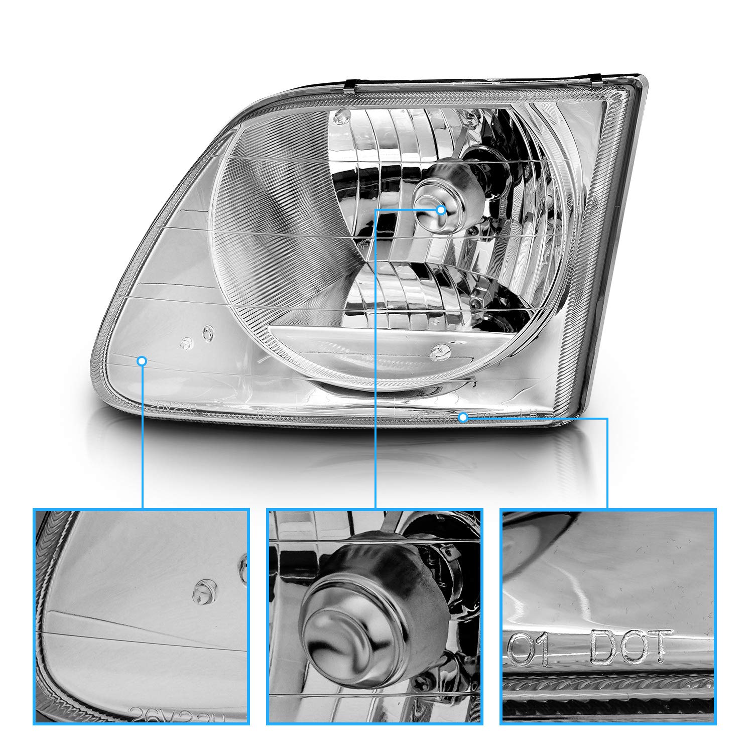 Amerilite Headlights Lighting Style Set For Ford F-150 / Expedition - Passenger And Driver Side