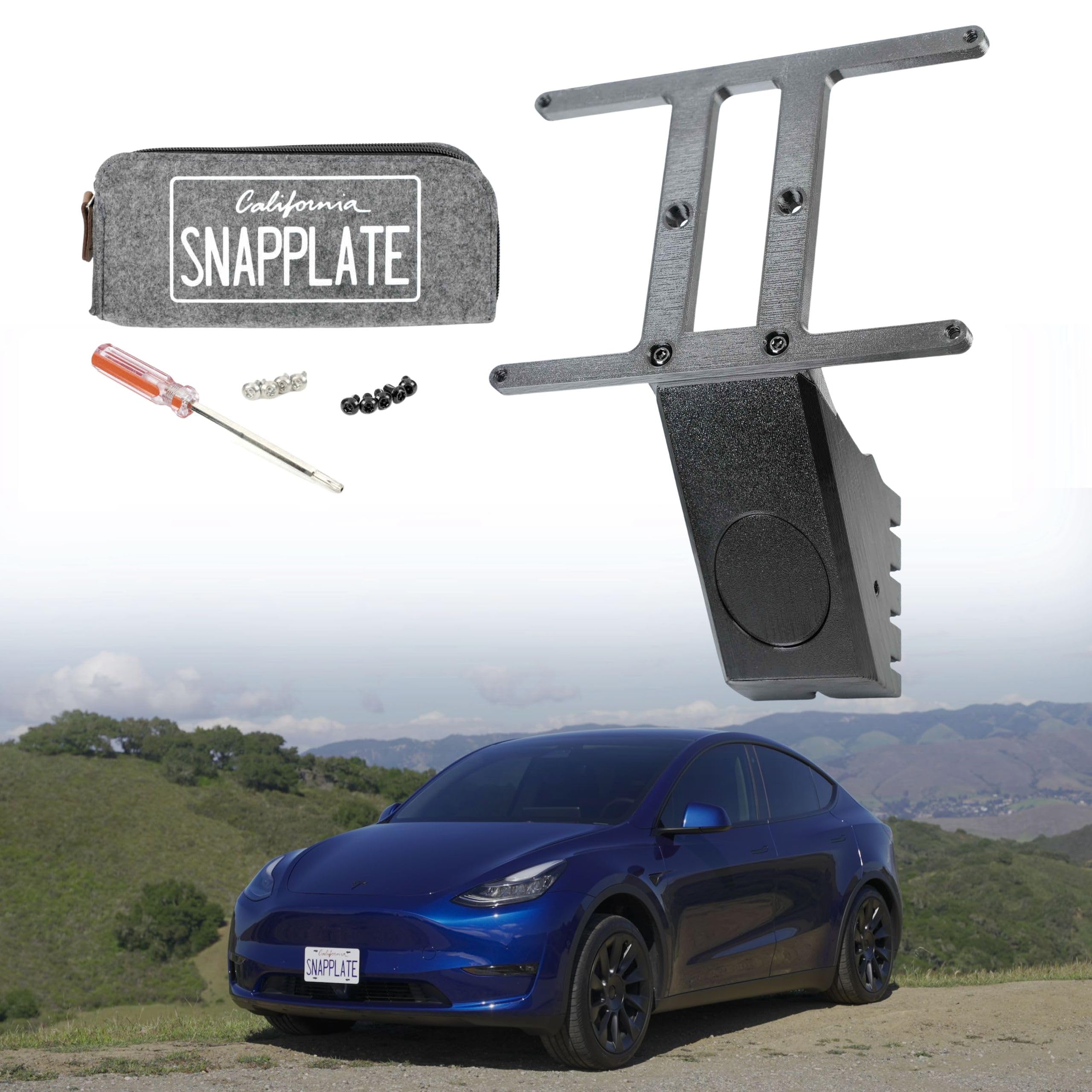 Snapplate Front License Plate Holder For Tesla Model Y - Safety-Optimized Breakaway Design, Anti-Theft, Removable, Height-Adjust