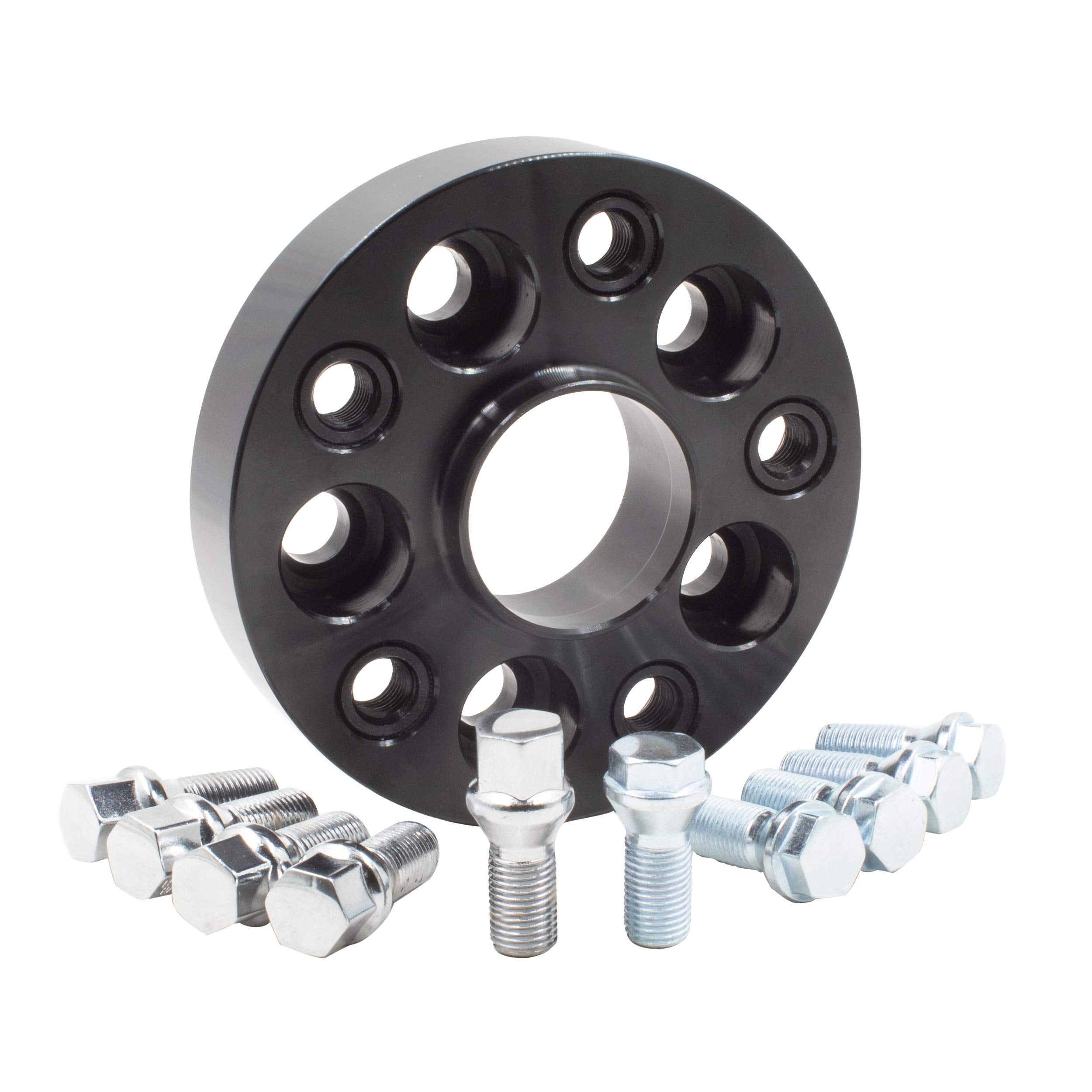 Wheel Accessories Parts 1 Pc 1 Pc Hub Centric Euro Wheel Spacer Adapter 25Mm Thick 57.1Mm Hub Adapts 5X100 Bolt Pattern To 5X112 Bolt Pattern Includes M14X1.5 Black Bolts Fits Vw & Audi