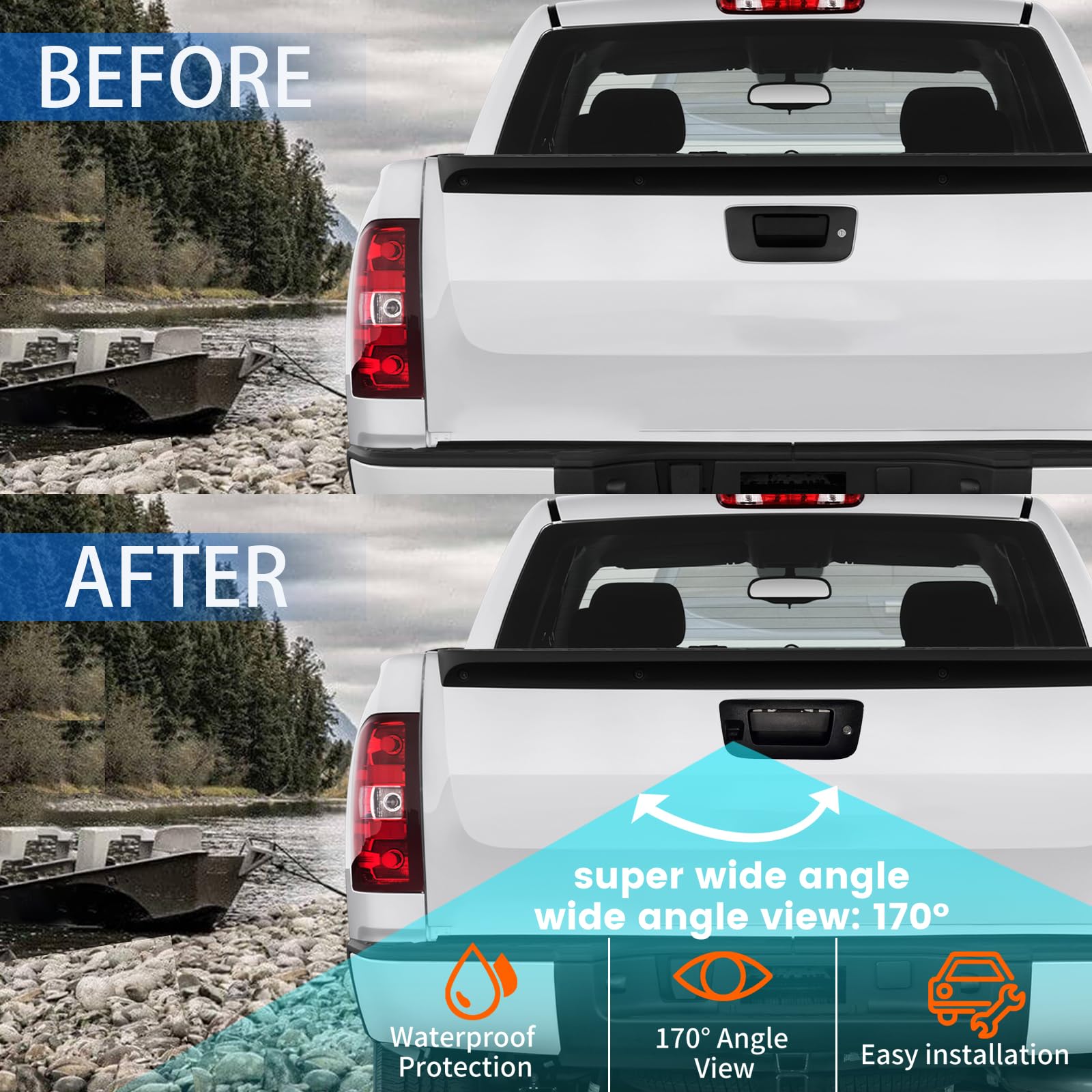 Eway Tailgate Handle Backup Rear View Camera For Dodge Ram 1500 (2009-2017) / 2500 3500 (2010-2017) Aftermarket Reverse Parking