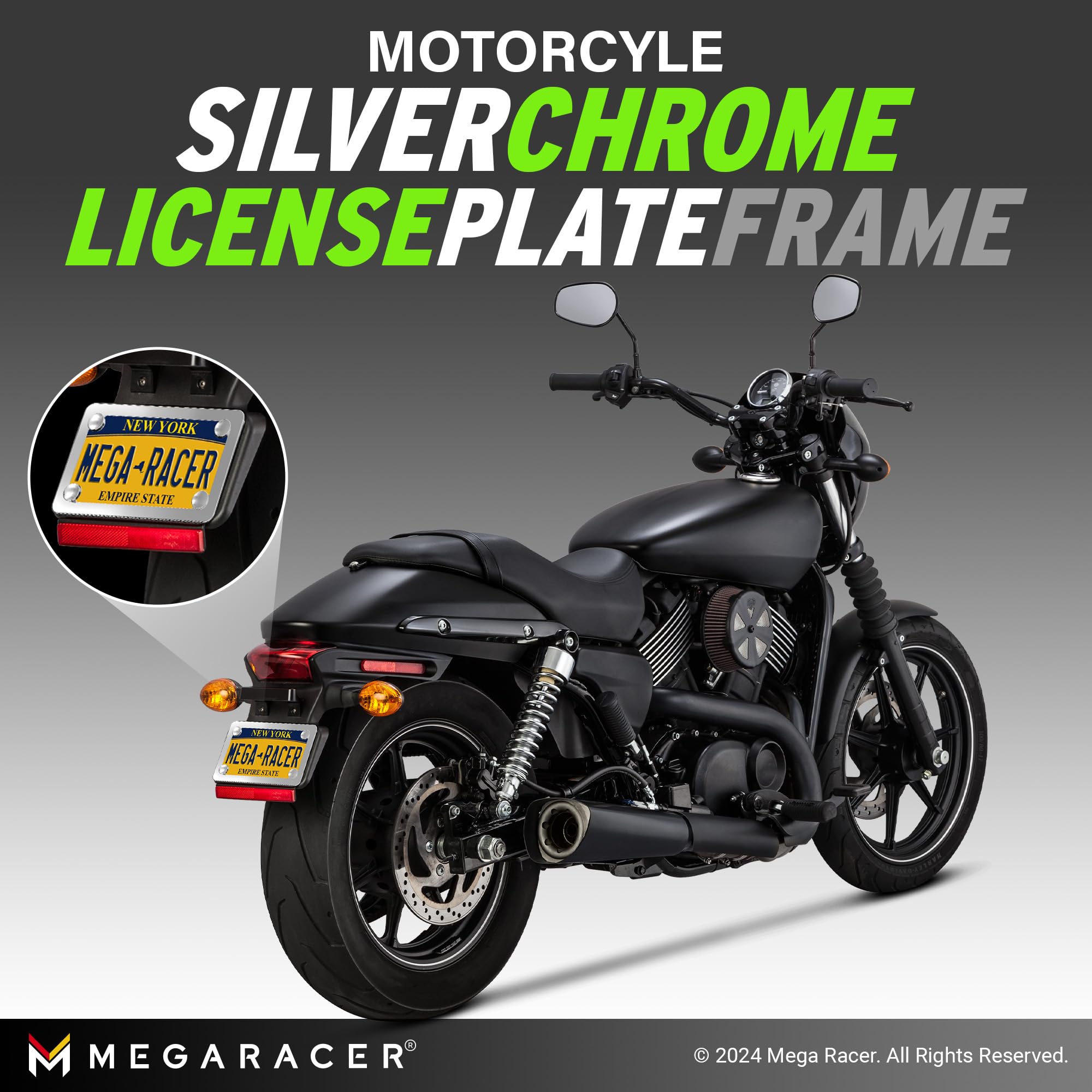 Silver Chrome Motorcycle License Plate Frame | Motorcycle Plate Frame | Motorcycle License Plate Holder | Motorcycle Tag Frame |