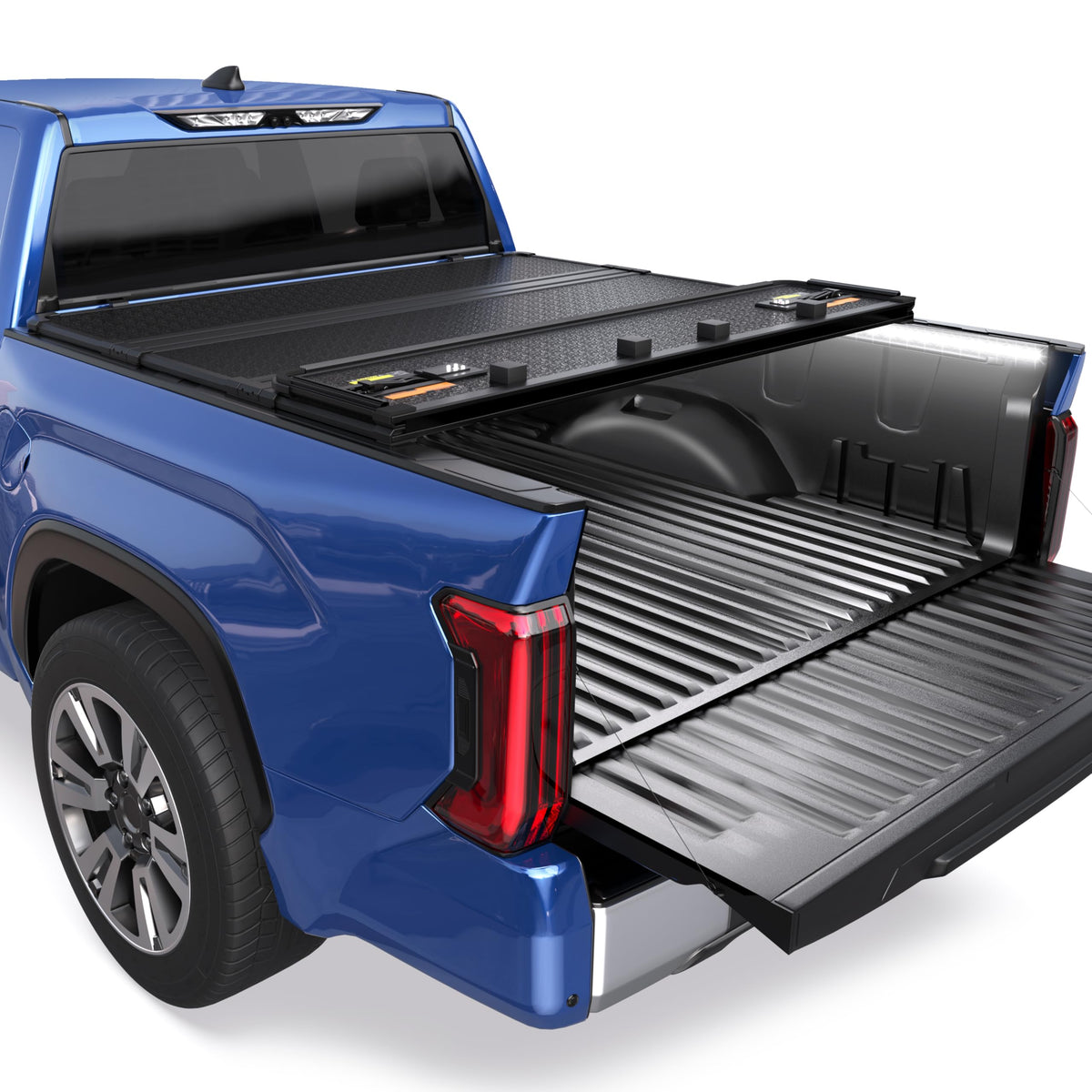 KUIPERAUTO Hard Quad Truck Bed Tonneau Cover Compatible for 2014-2025 Toyota Tundra Fleetside 5.5 FT 66.7 inch On Top Aluminum B