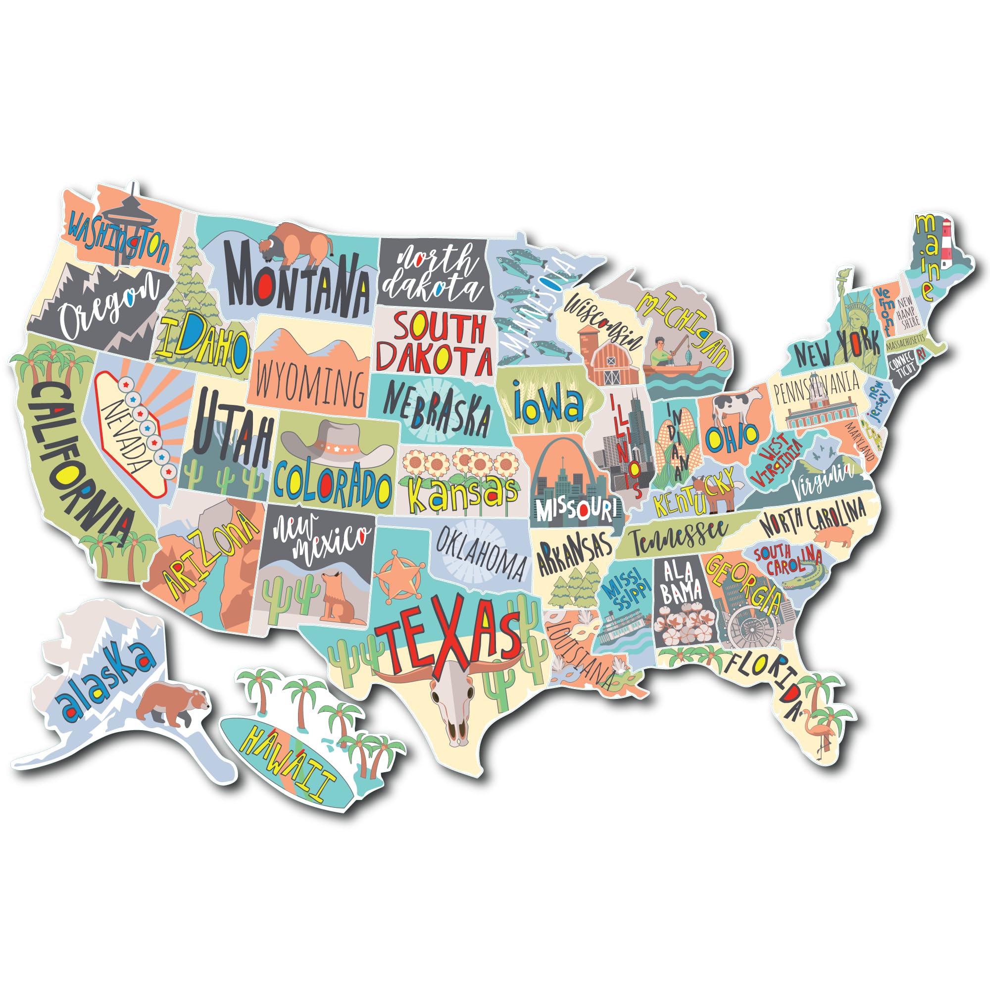 Fairwinds Designs RV State Sticker Travel Map | 50 States Vinyl Decal Bumper Sticker for RVs & Campers | USA States Stickers