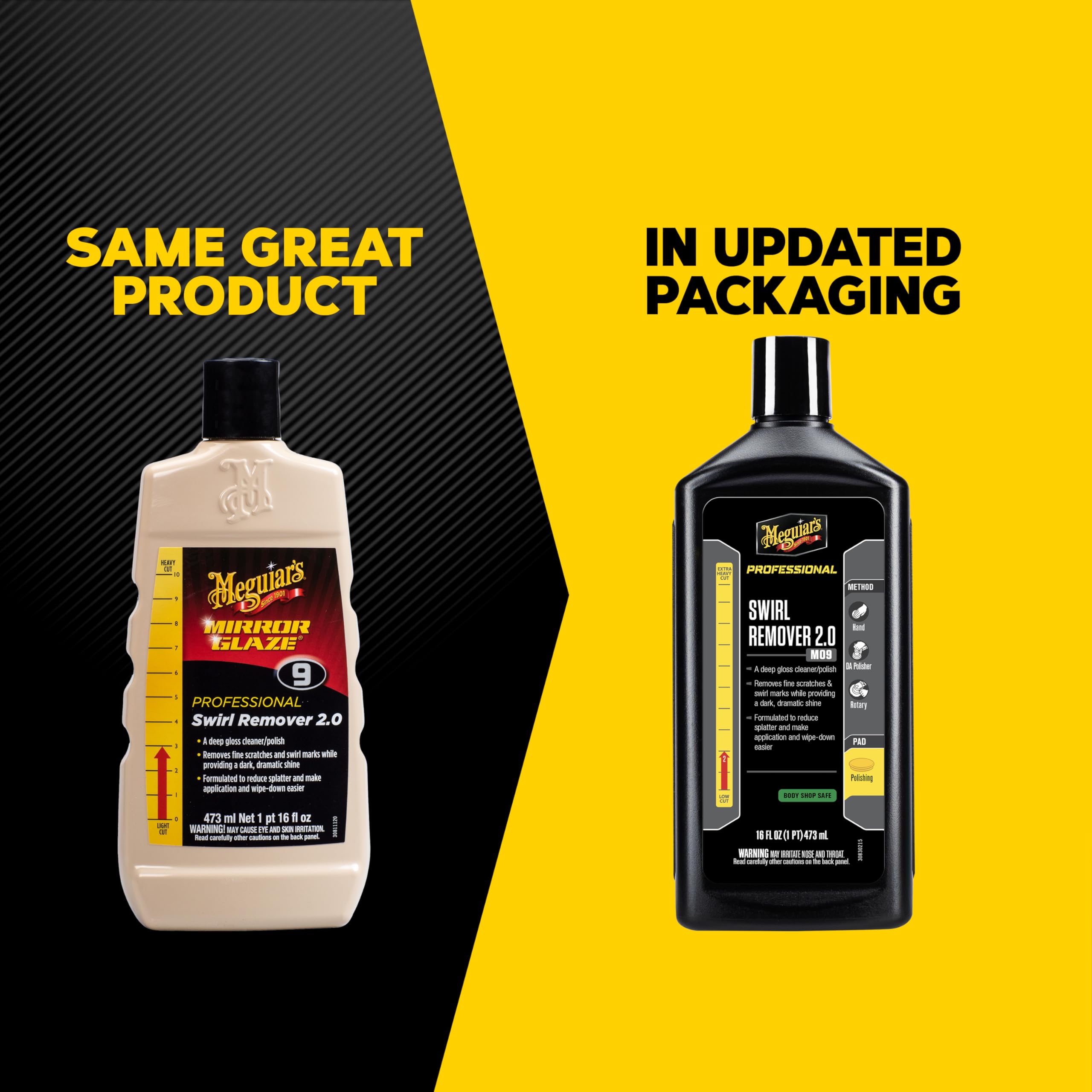 Meguiar's M0916 Mirror Glaze Swirl Remover 2.0, Cleaner and Polish Removes Fine Swirls - 16 Oz Bottle