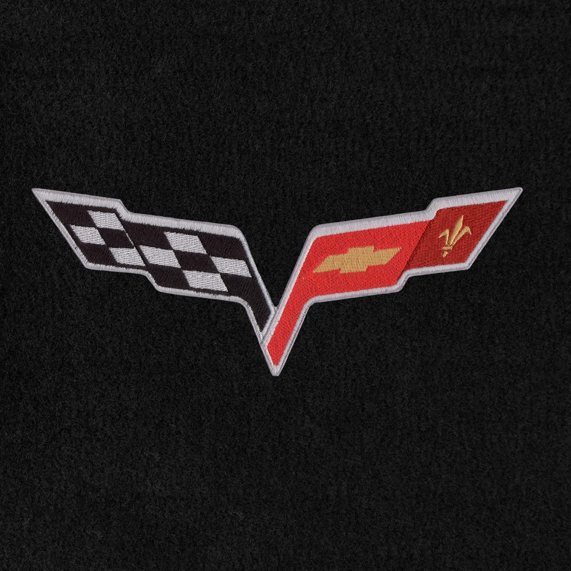 Lloyd Mats Custom-Fit Carpeted Floor Mats for C6 Corvette 2005-2007 - Charcoal, 2PC Flag, Premium Luxury Car Liners