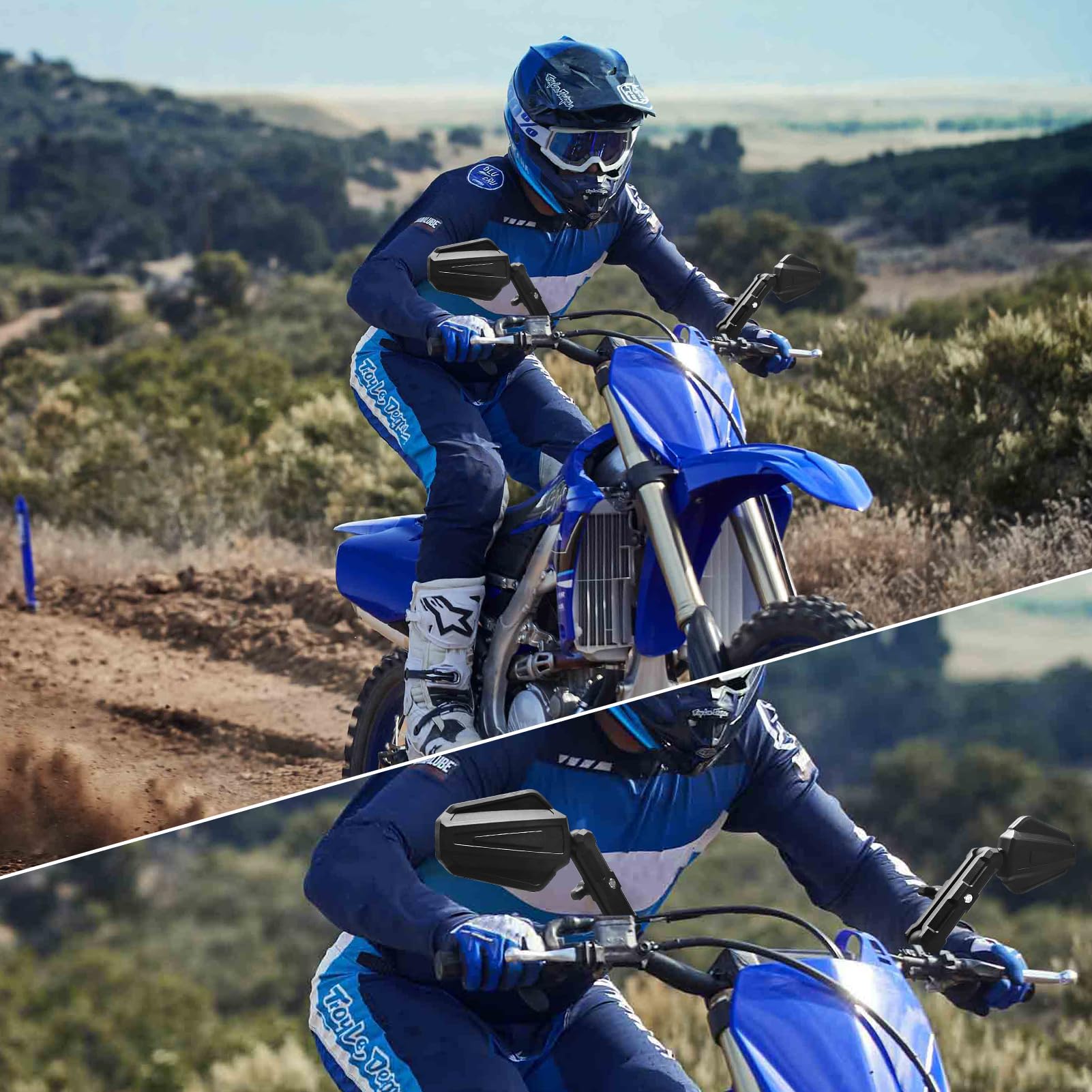 Wsays Adventure Bike Mirrors Motorcycle Rear Mirrors 8/10Mm Upgrade Universal Ball Quick-Adjust With 7/8'' Handlebar Mount Compa