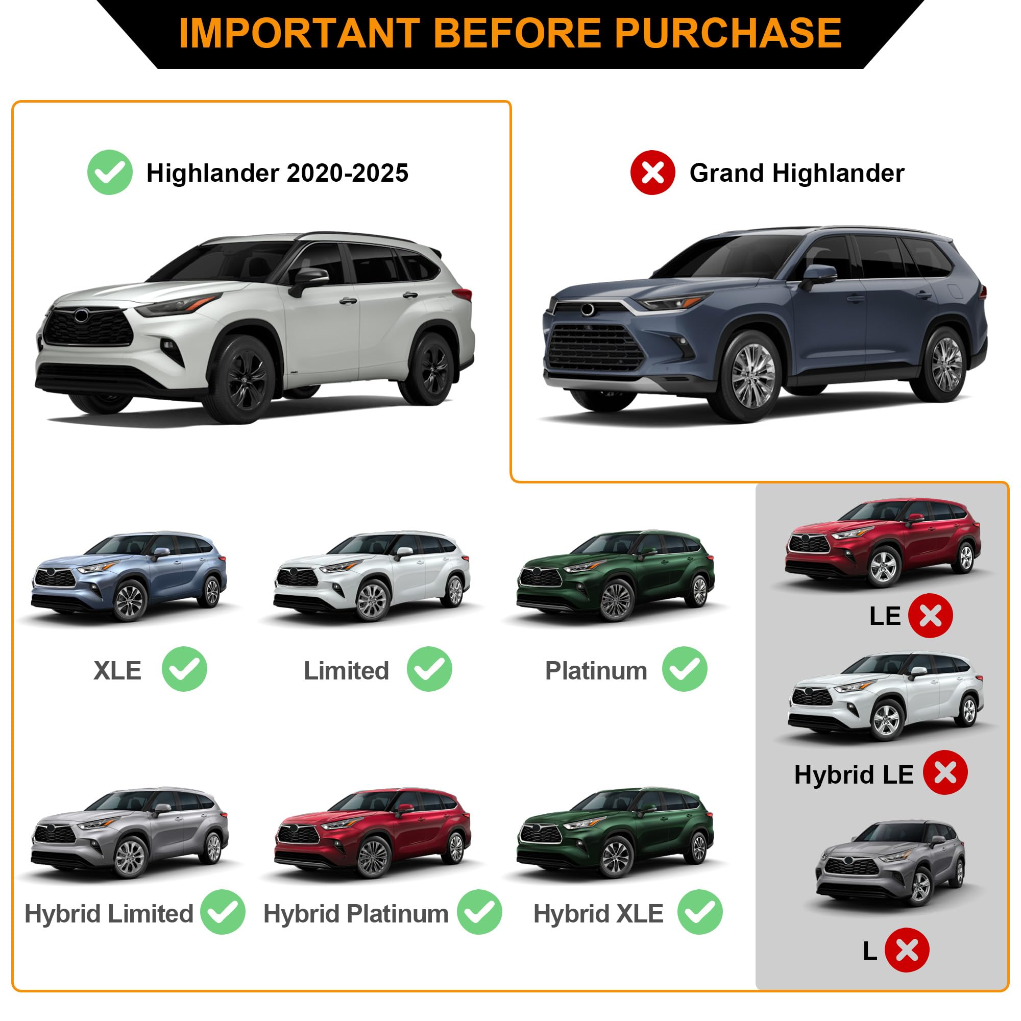 Autekcomma Heavy Duty Roof Rack Cross Bars Replacement For Highlander 2020-2025(Not Fit Le Models & Grand Highlander),Anti-Theft